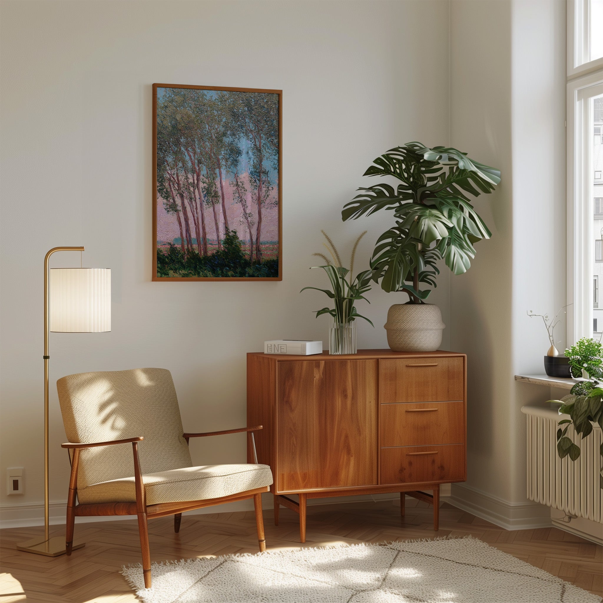 Landscape Wall Art | Impressionist Painting of Tree Grove Print - Pastel Color Artwork