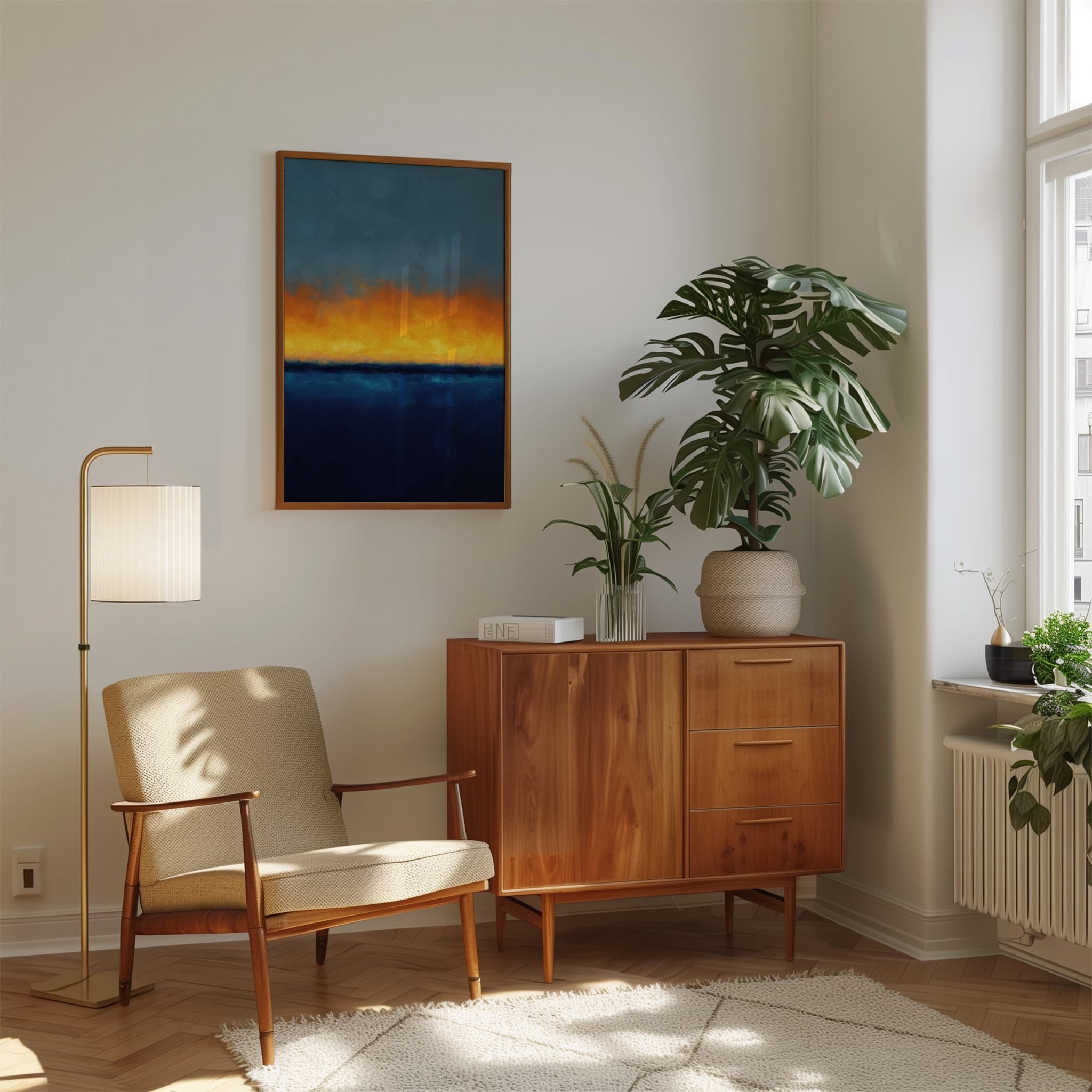 Abstract Wall Art - Twilight Horizon Color Field Painting | Large Canvas Print | Moody Living Room Decor
