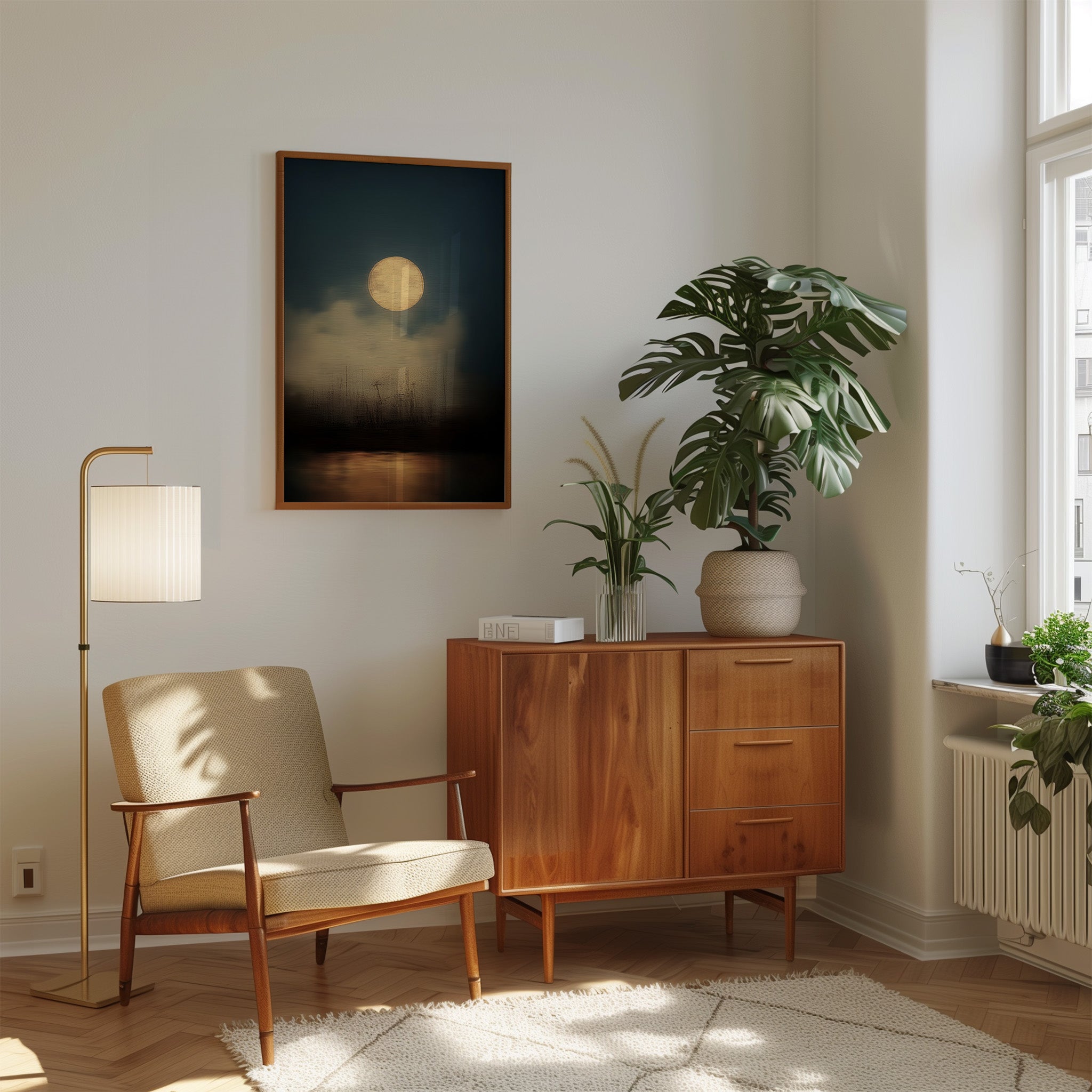 Full Moon Wall Art – Moody Night Sky Celestial Canvas | Minimalist Moon Print
