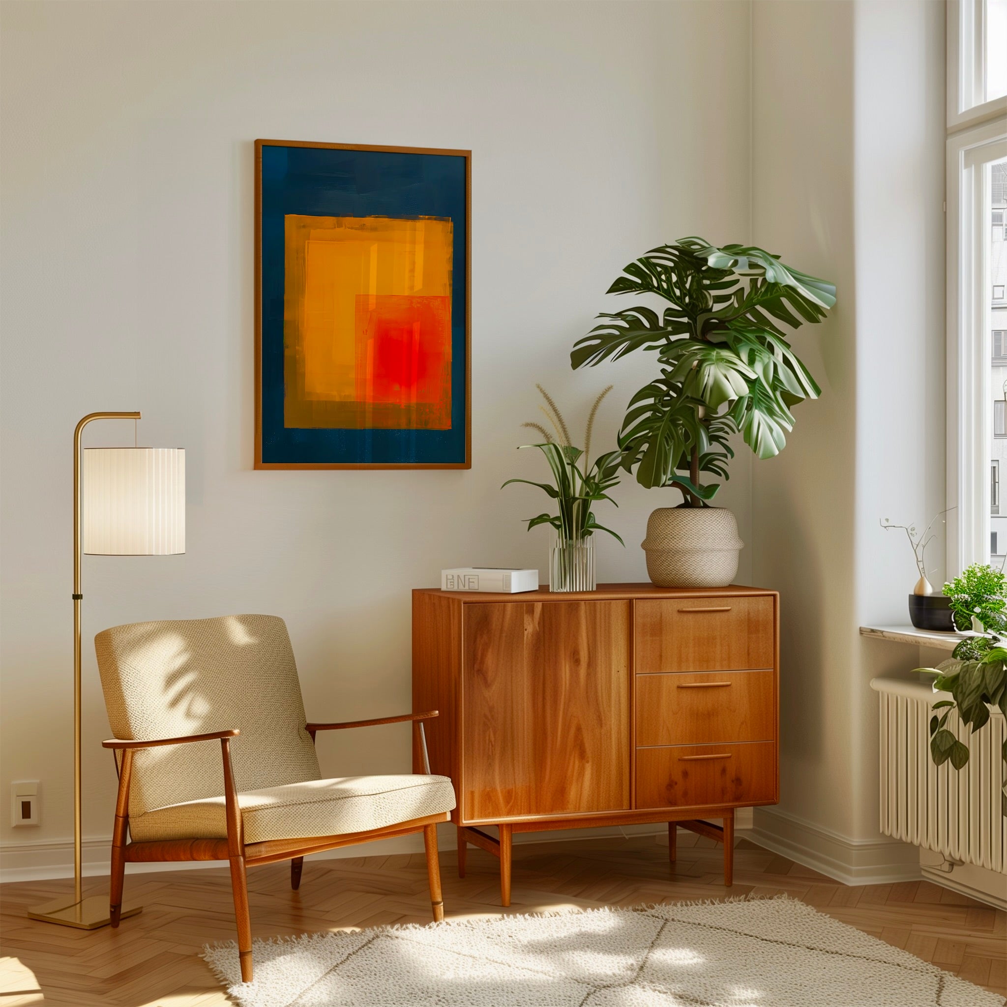 The Joyful Grid: Modern Minimalist Abstract | Vibrant & Harmonious Wall Decor