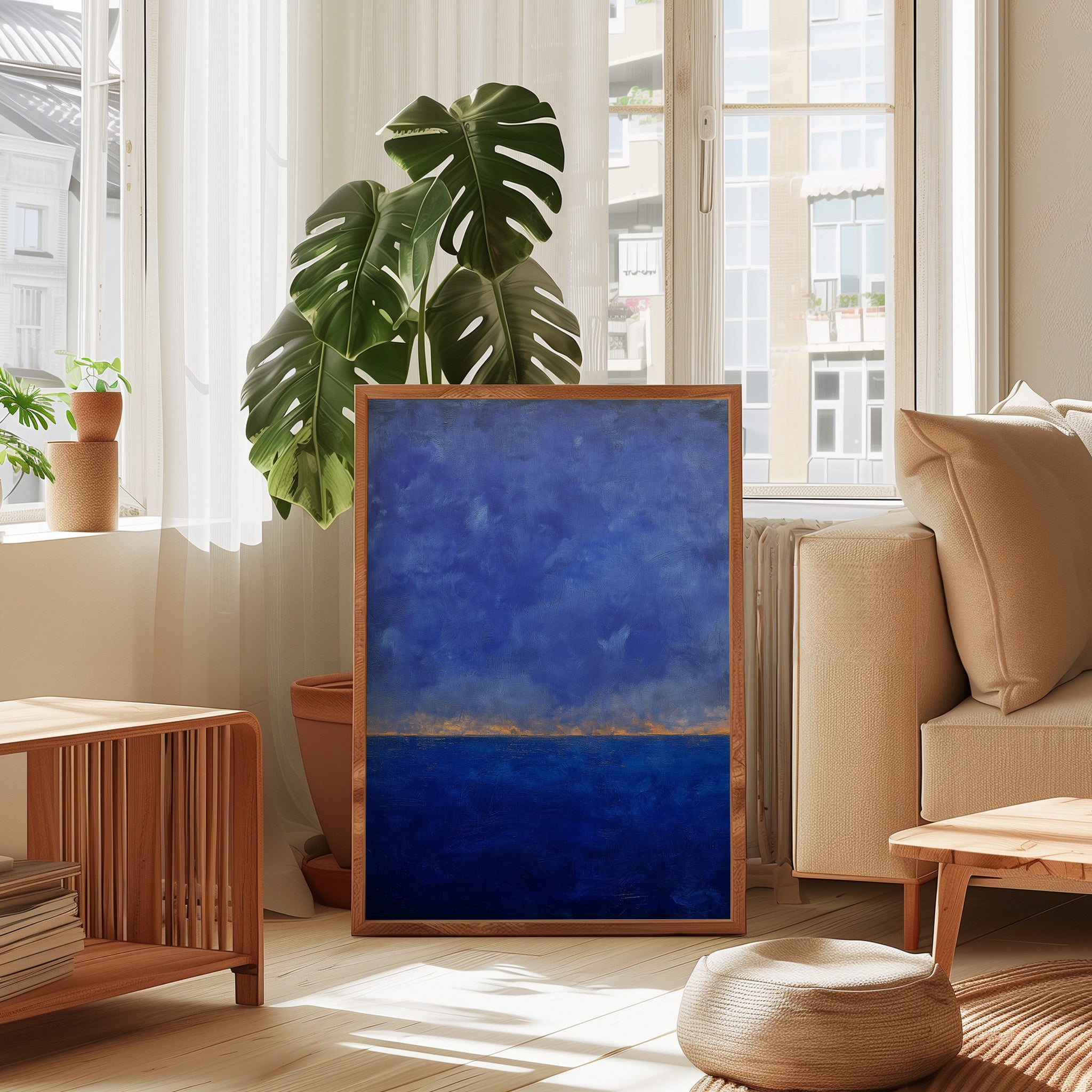 Abstract Color Field Art - Large Moody Blue Wall Art | Modern Oil Painting Print