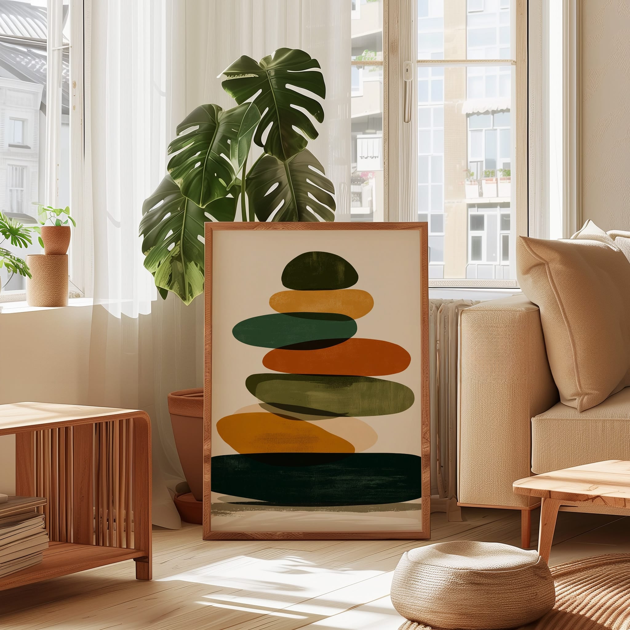 Mid Century Modern Art – Geometric Wall Art | Earth Tone Decor | Minimalist Print