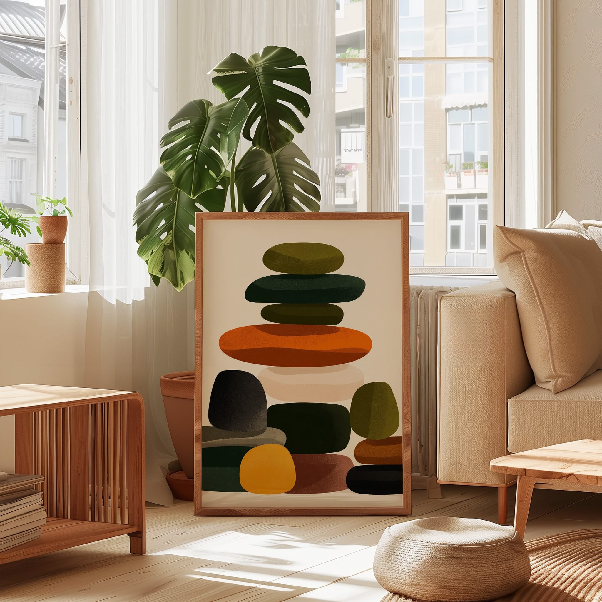 Mid Century Modern Art - Geometric Wall Art | Earth Tone Prints | Scandinavian Boho Decor