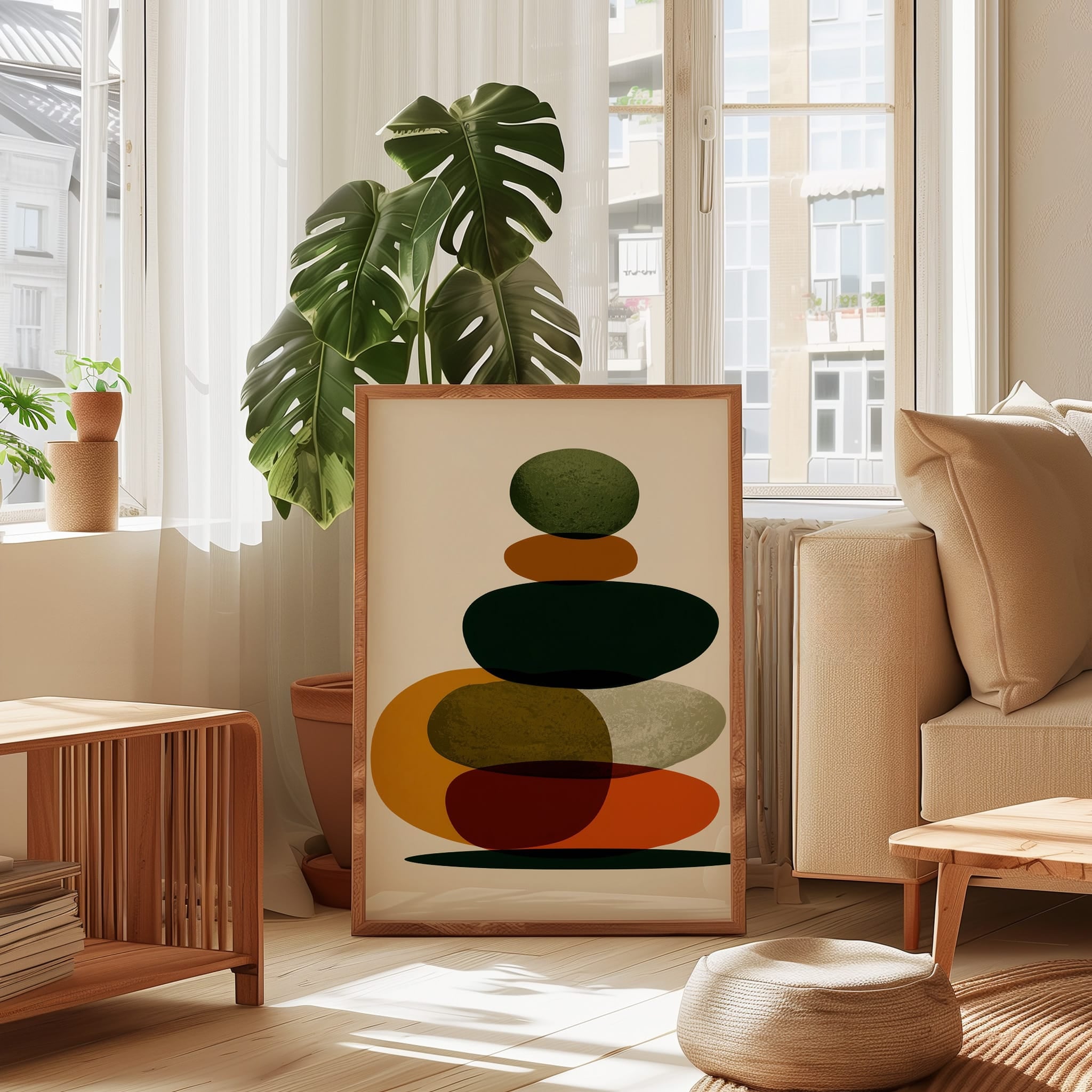 Mid Century Modern Art | Geometric Wall Art - Earth Tone Decor | Scandinavian Boho Print