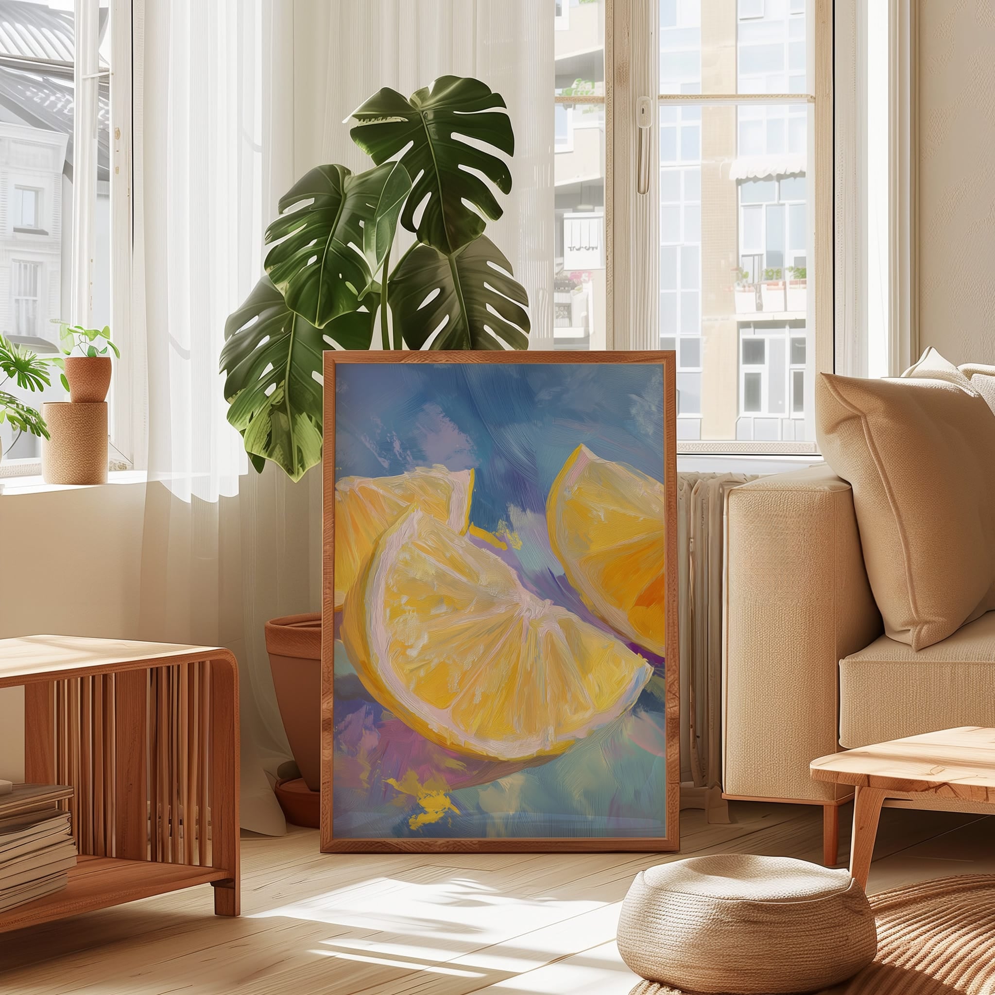 Lemon Art Print | Bright Yellow Artwork - Modern Kitchen Art & Colorful Fruit Painting Decor