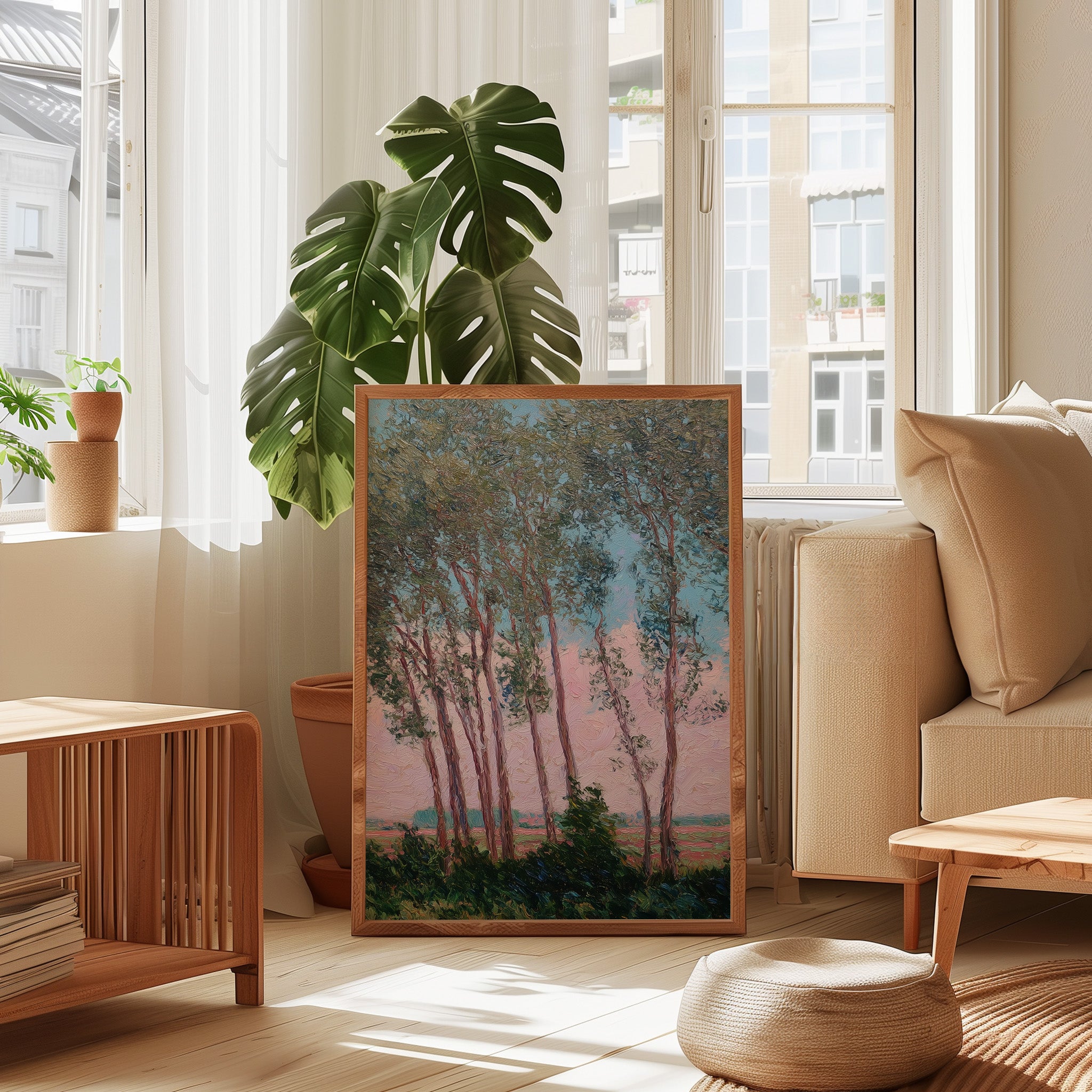 Landscape Wall Art | Impressionist Painting of Tree Grove Print - Pastel Color Artwork