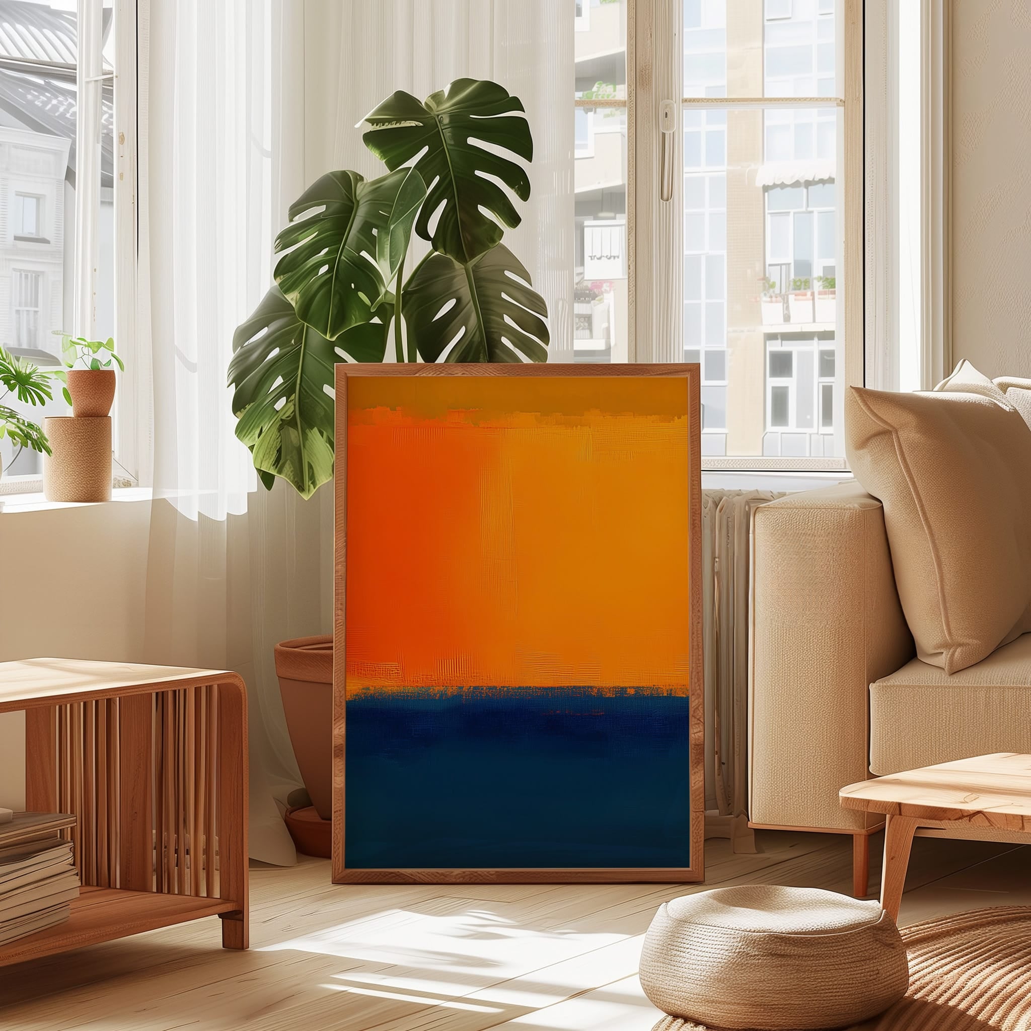 Abstract Wall Art – Twilight Horizon Color Field Print | Large Canvas Art, Moody Living Room Decor