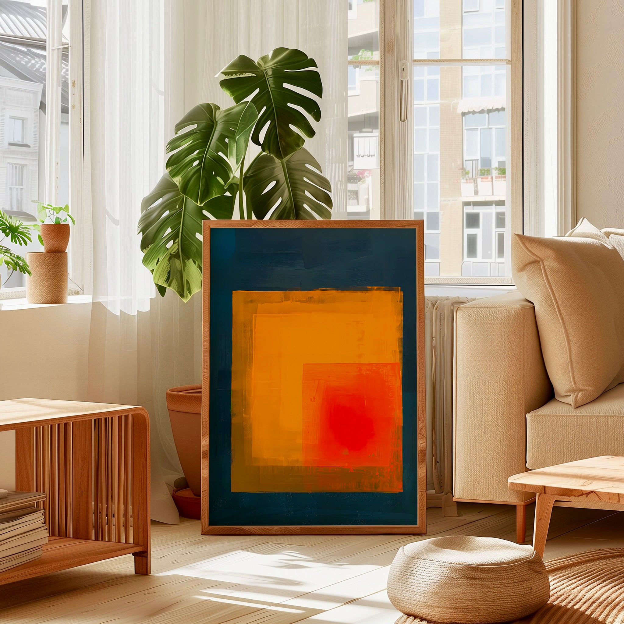 The Joyful Grid: Modern Minimalist Abstract | Vibrant & Harmonious Wall Decor