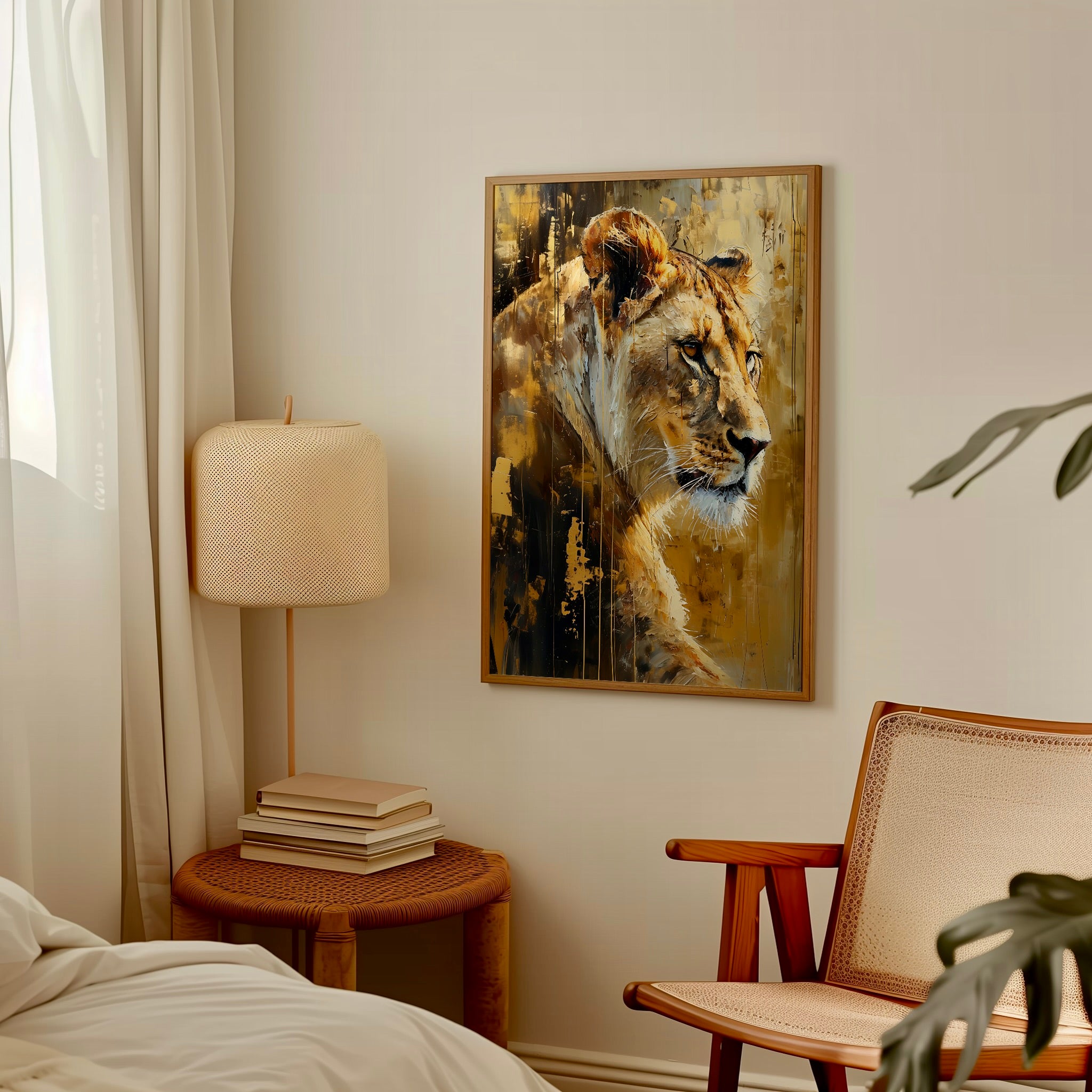 The Golden Queen: Majestic Lioness Abstract | Modern & Temporal Impressionist Art