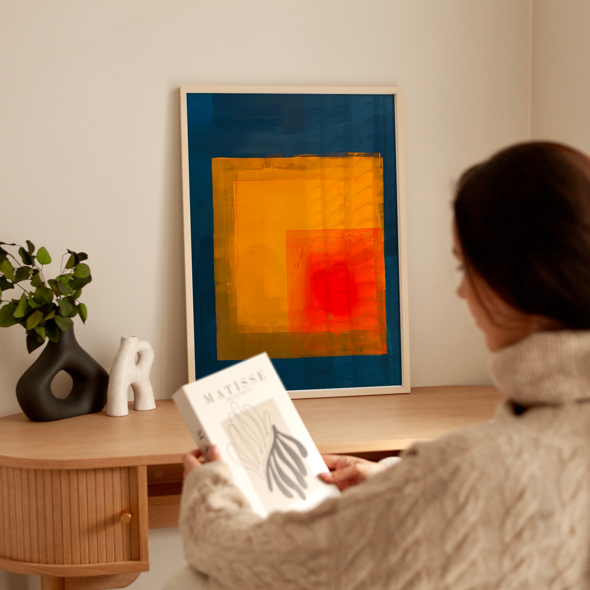 The Joyful Grid: Modern Minimalist Abstract | Vibrant & Harmonious Wall Decor