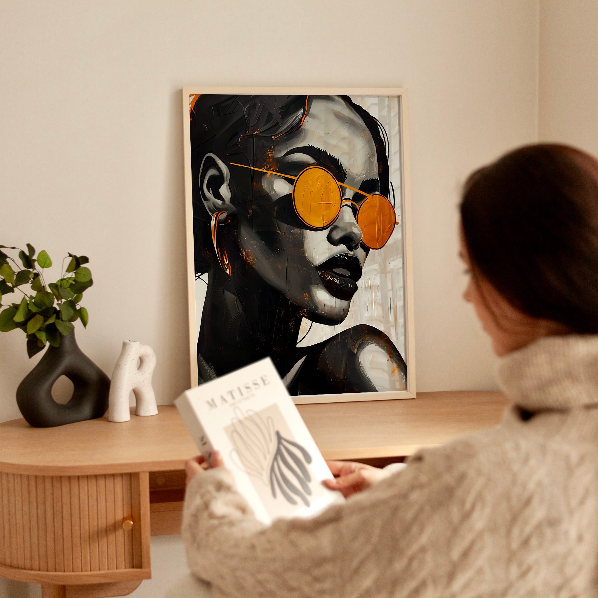 The Earthen Soul: Minimalist Black Woman Art | Modern Boho & Cultural Wall Decor