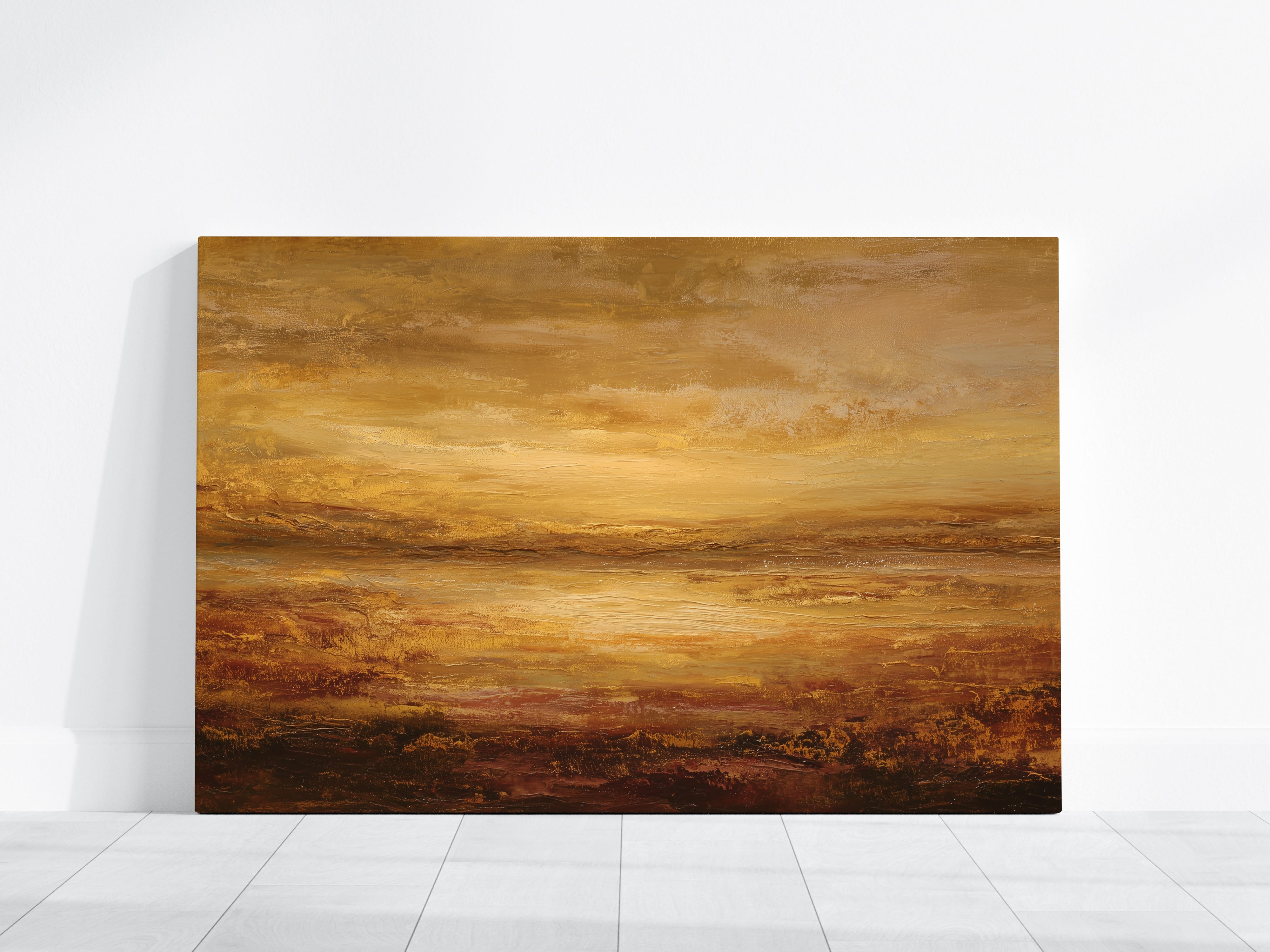 Amber Gold Wall Art - Boho Style Wall Art | Earth Tone Home Decor | Floating Frame Canvas Print
