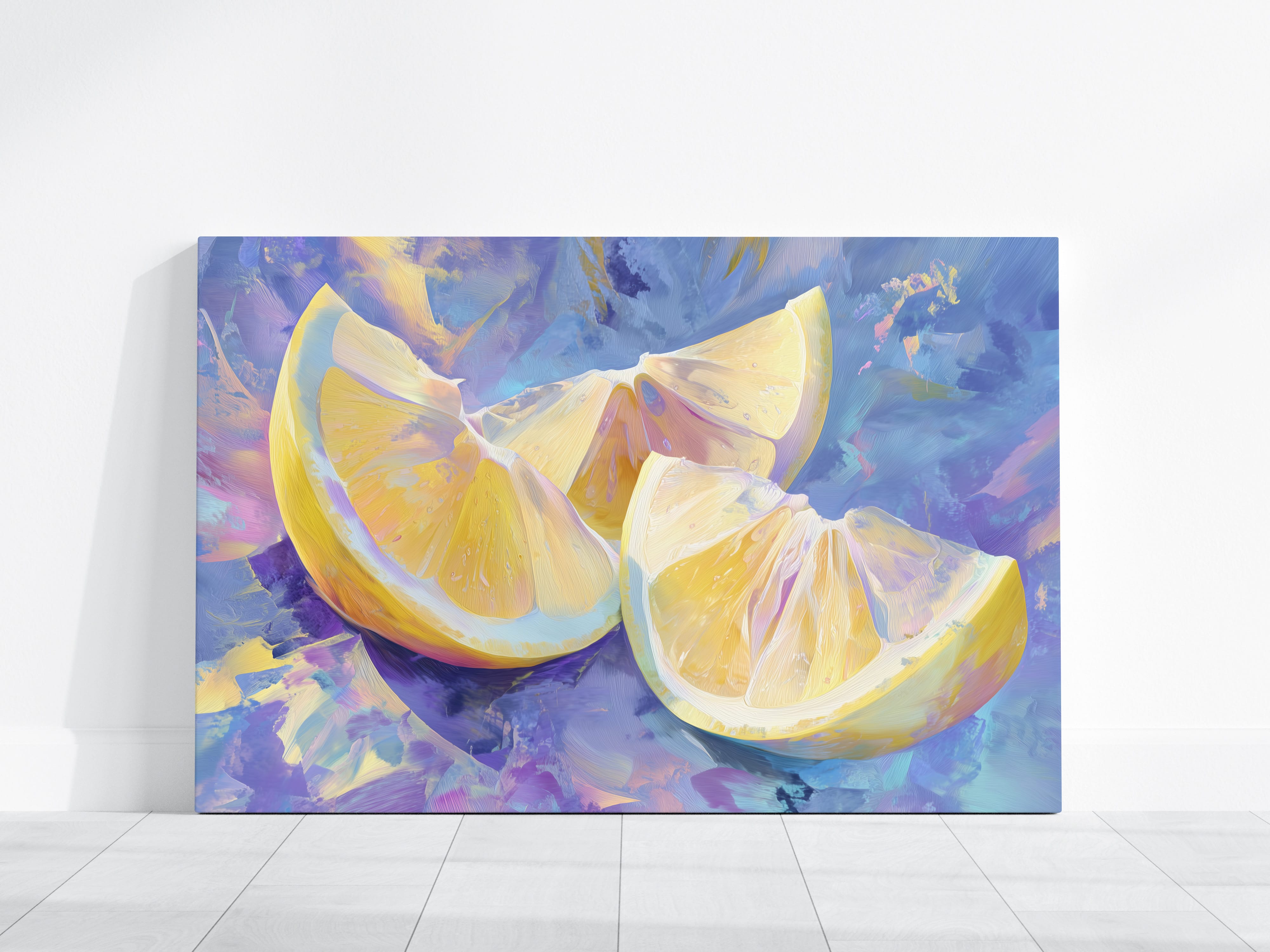 Lemon Art Print - Abstract Citrus Painting With Flowing Brushstrokes & Pastel Food Wall Art