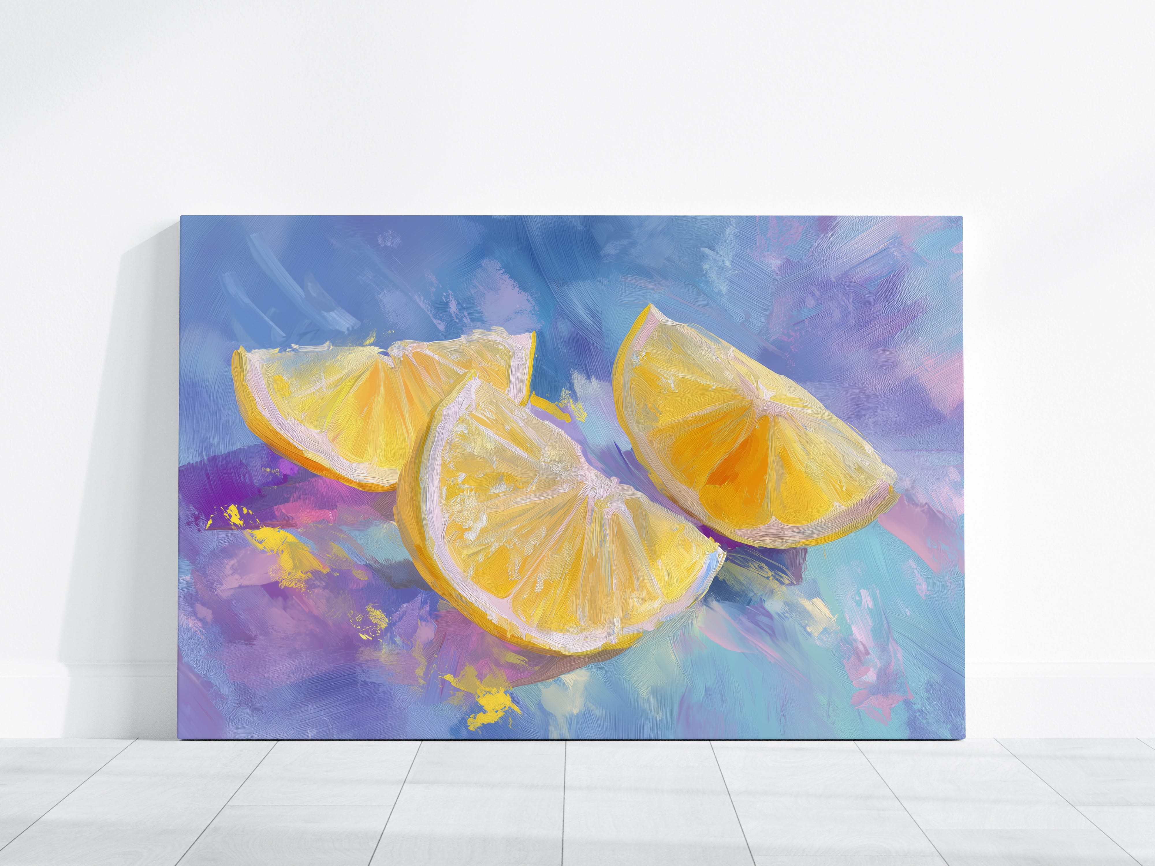 Lemon Art Print | Bright Yellow Artwork - Modern Kitchen Art & Colorful Fruit Painting Decor