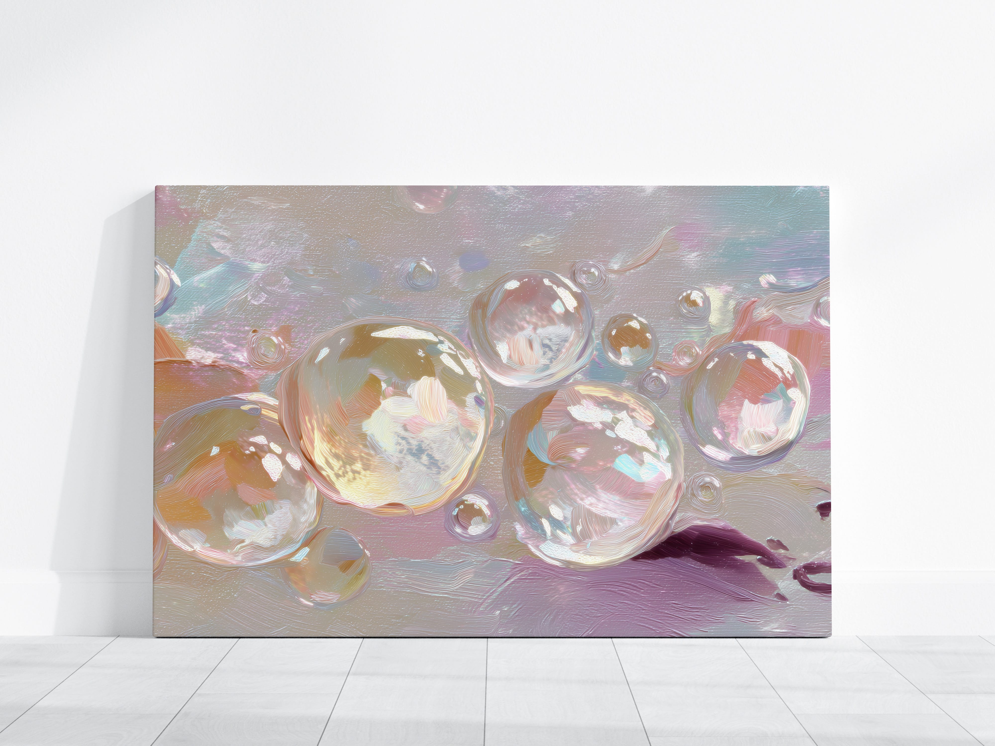 Champagne Art Print – Abstract Bubble Art | Creamy Blush & Beige Wall Decor