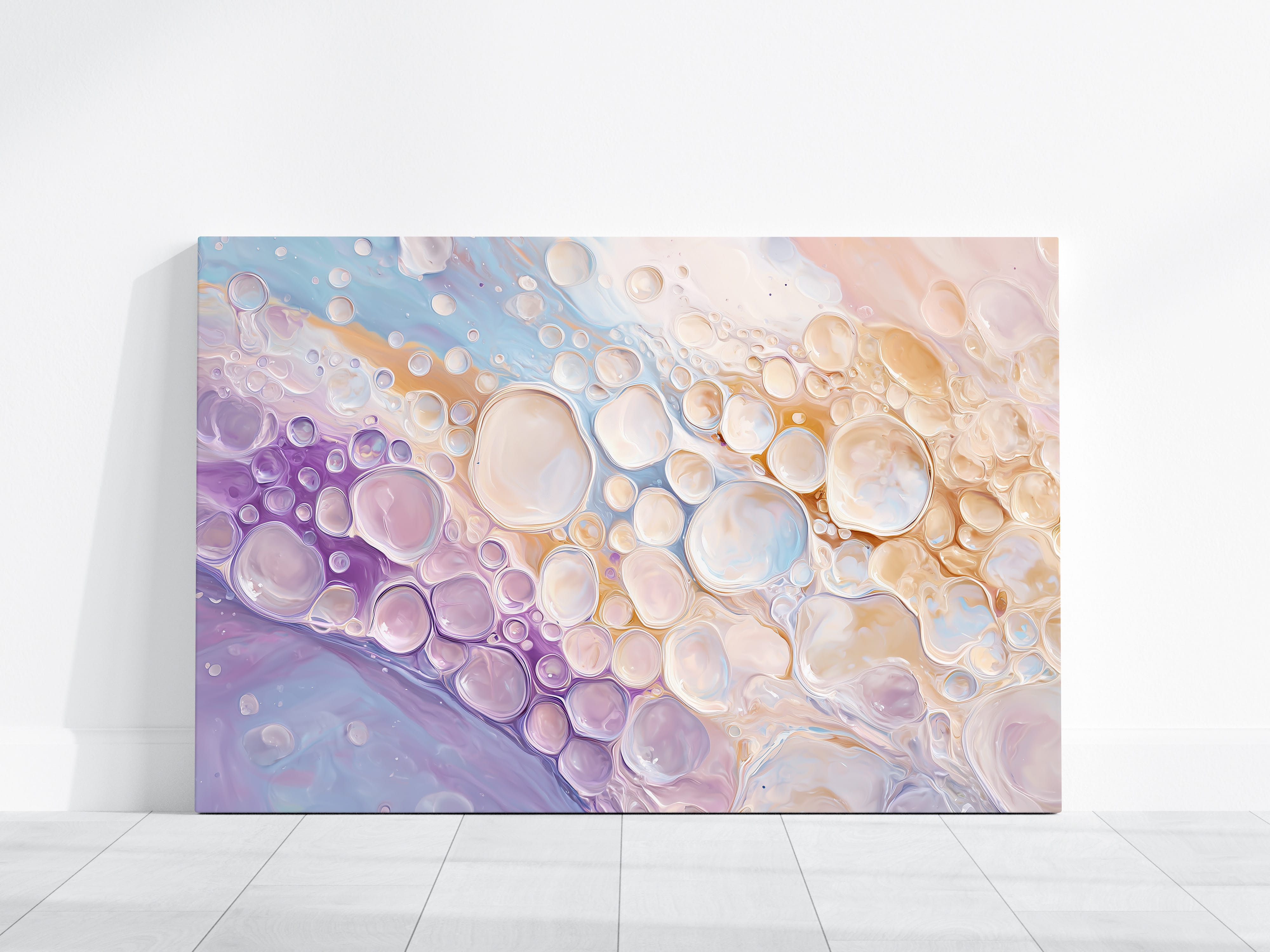 Abstract Bubble Print – Champagne Wall Art | Creamy Blush & Beige Decor