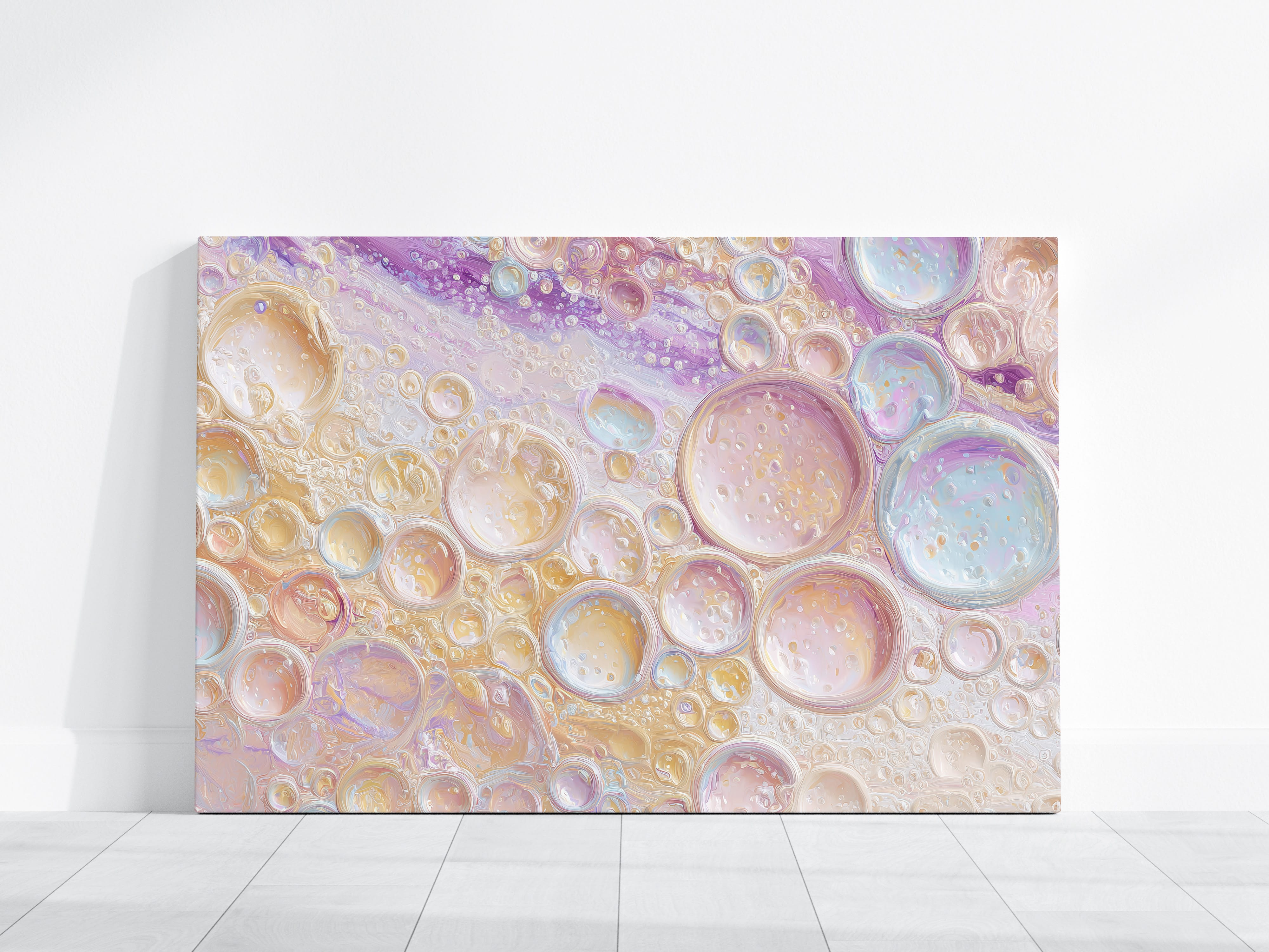Abstract Bubble Print – Champagne Wall Art | Effervescent Kitchen Decor | Creamy Blush & Beige