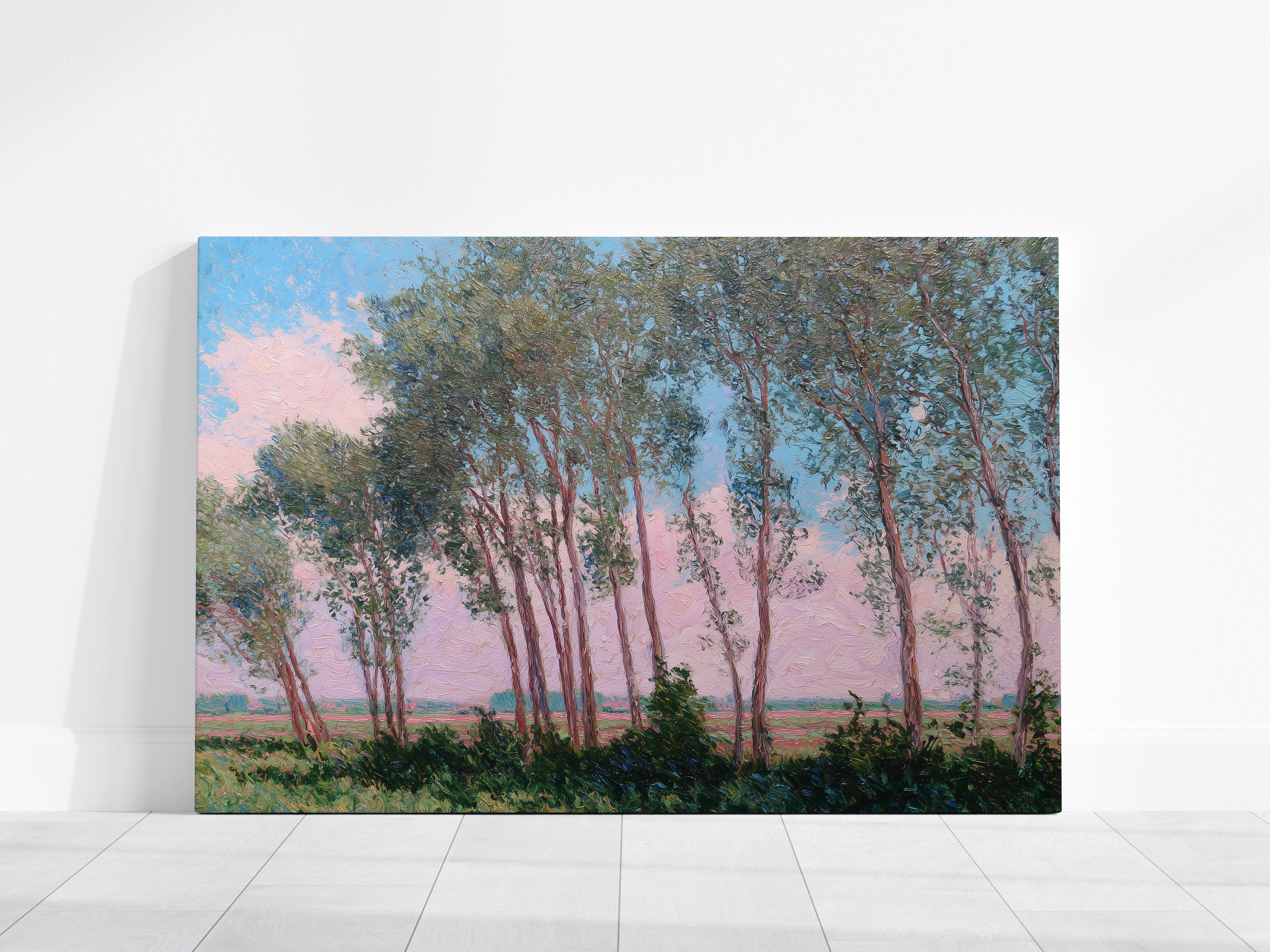 Landscape Wall Art | Impressionist Painting of Tree Grove Print - Pastel Color Artwork