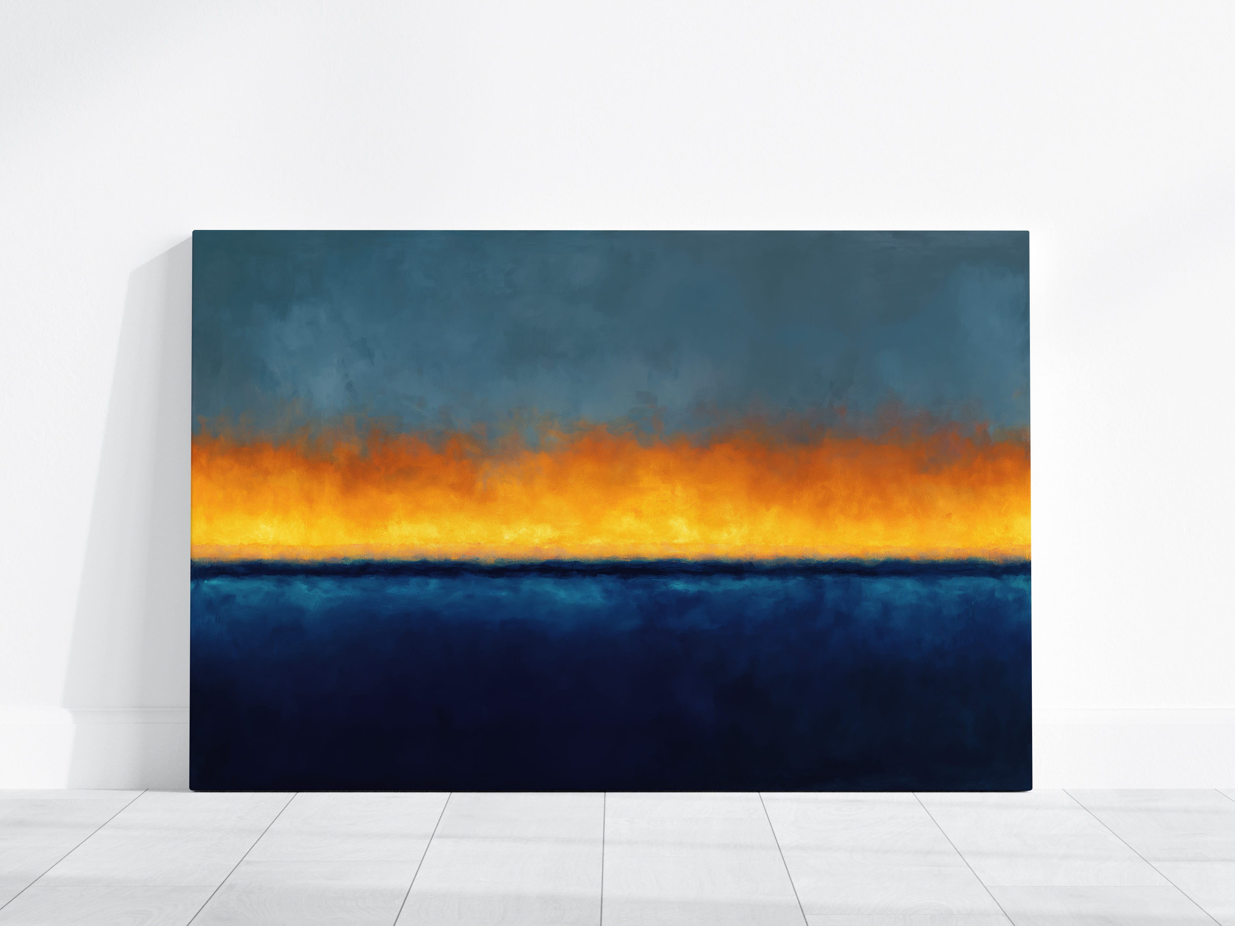 Abstract Wall Art - Twilight Horizon Color Field Painting | Large Canvas Print | Moody Living Room Decor