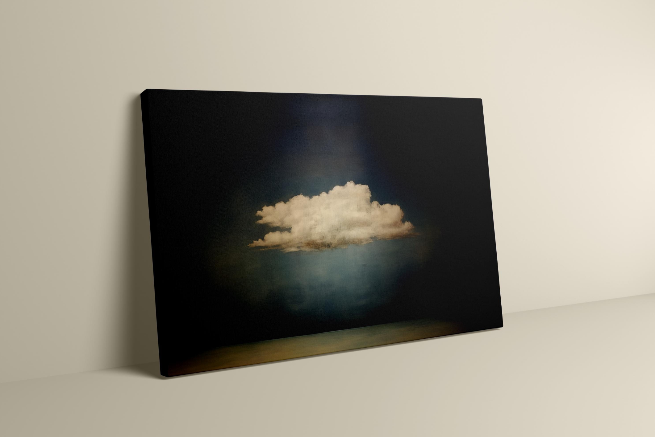 Vintage Moody Cloud Art | Persian Blue & Dark Minimalist Decor