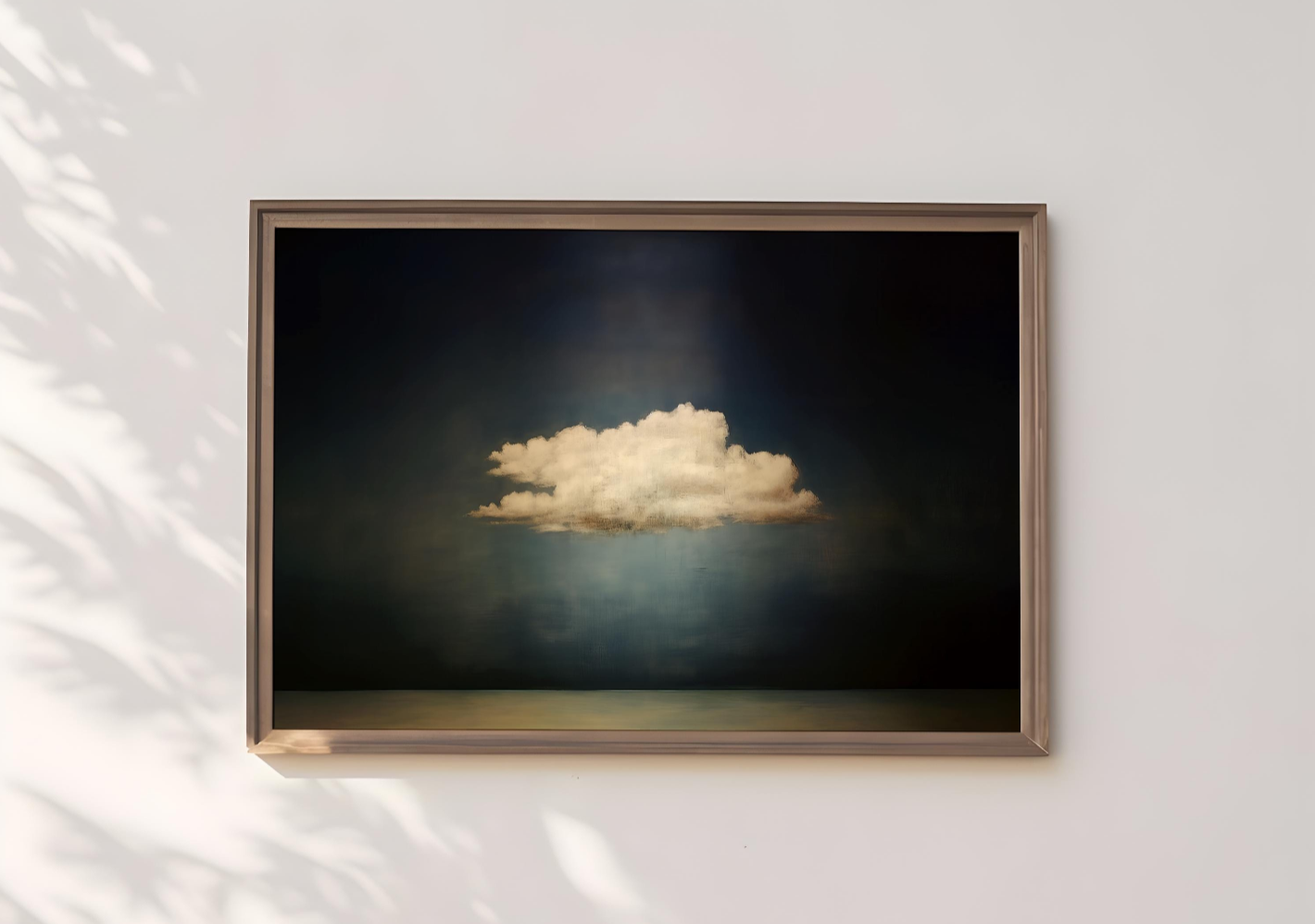 Vintage Moody Cloud Art | Persian Blue & Dark Minimalist Decor
