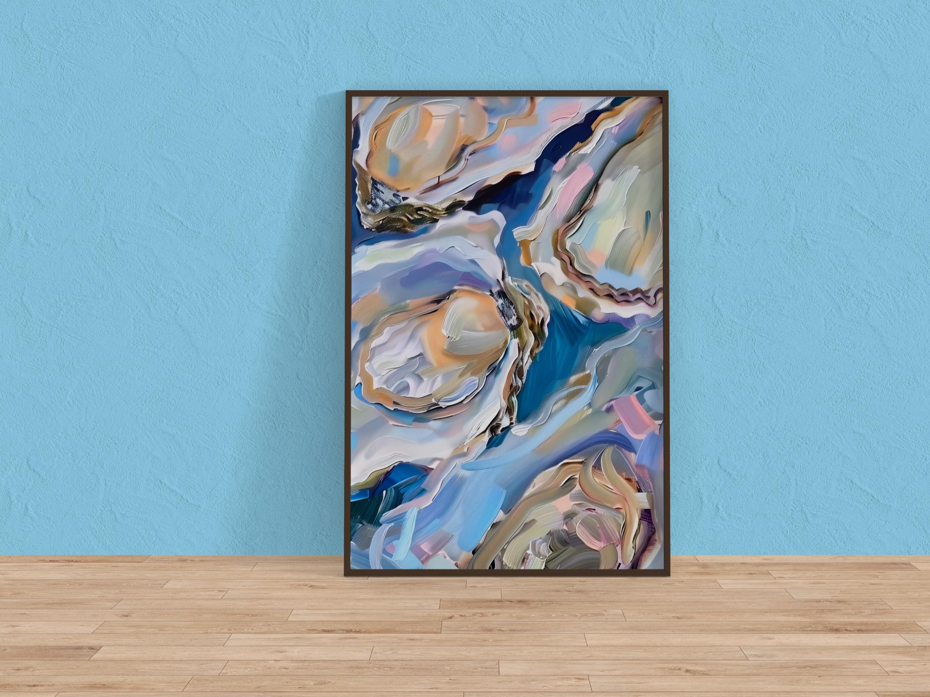 Oyster Delight: Vibrant Impasto Culinary Art | Modern Coastal & Kitchen Wall Decor