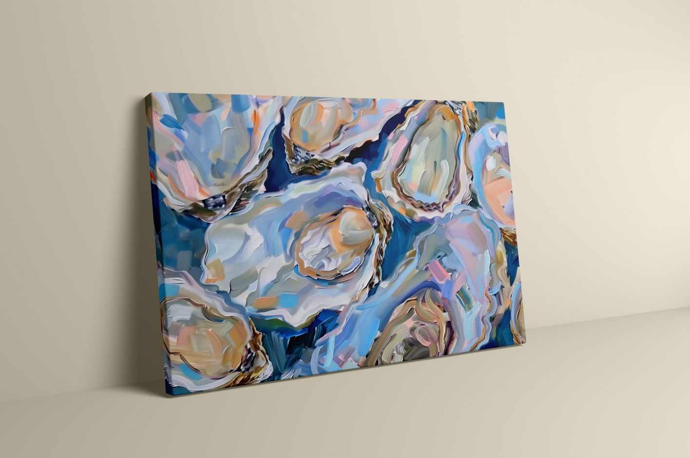 Oyster Delight: Vibrant Impasto Culinary Art | Modern Coastal & Kitchen Wall Decor