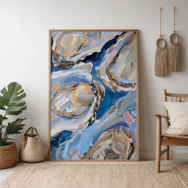 Impasto Oyster Painting - Vibrant Coastal Kitchen Decor | Culinary Wall Art Canvas
