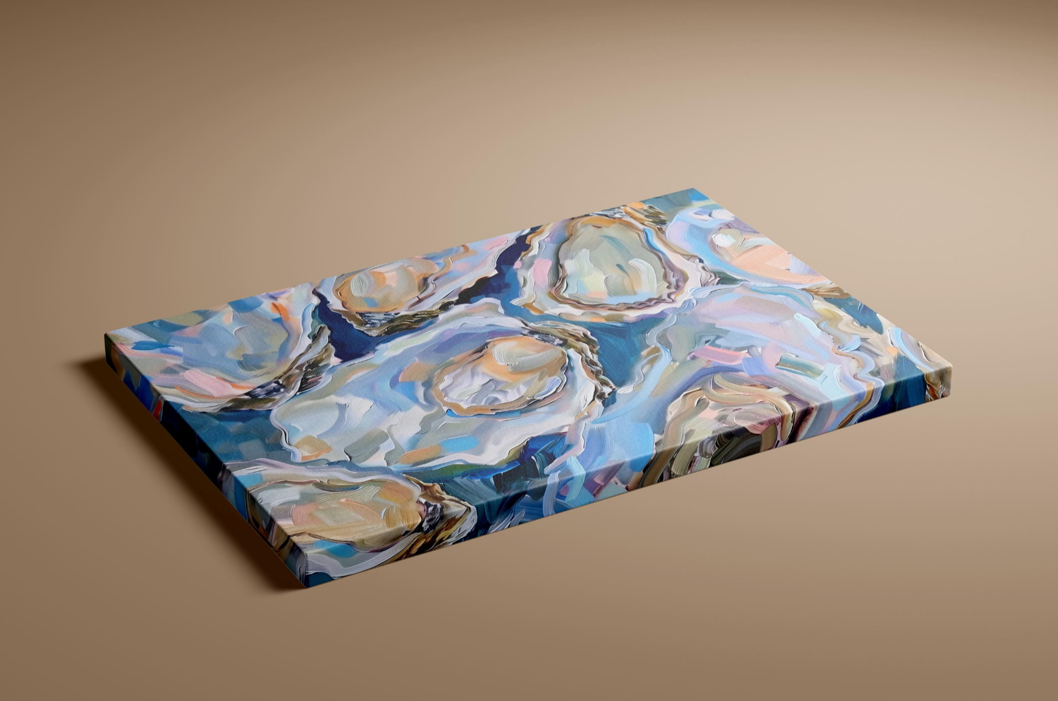 Oyster Delight: Vibrant Impasto Culinary Art | Modern Coastal & Kitchen Wall Decor