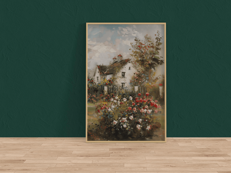 Vintage Rose Garden Art – Romantic Cottage Wall Decor & Floral Poster Print