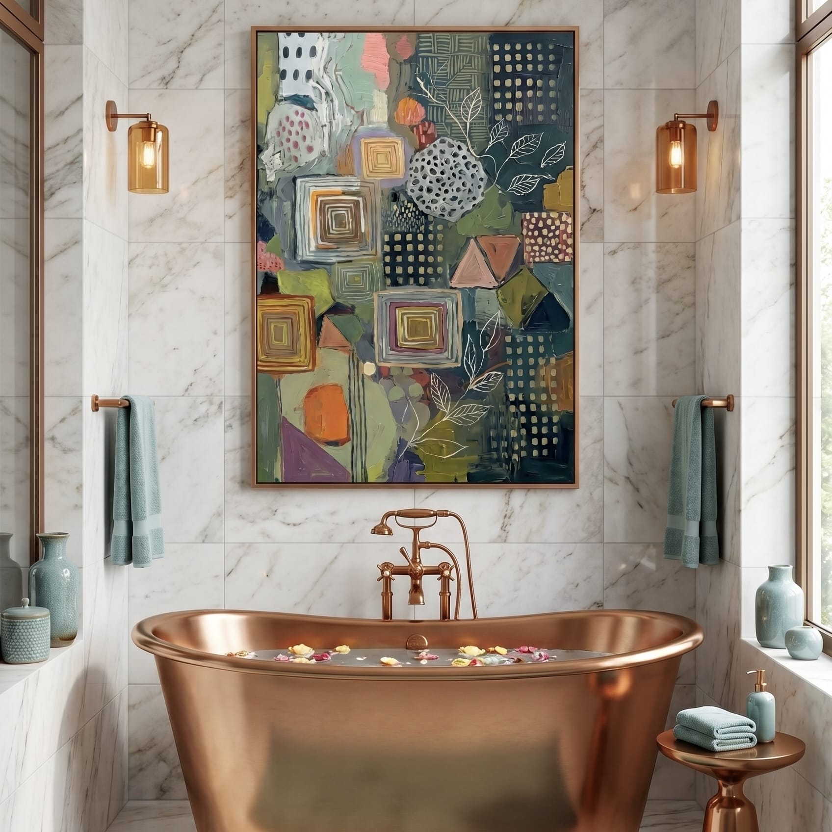 Earth Tones Botanical Wall Art Mixed Media Abstract