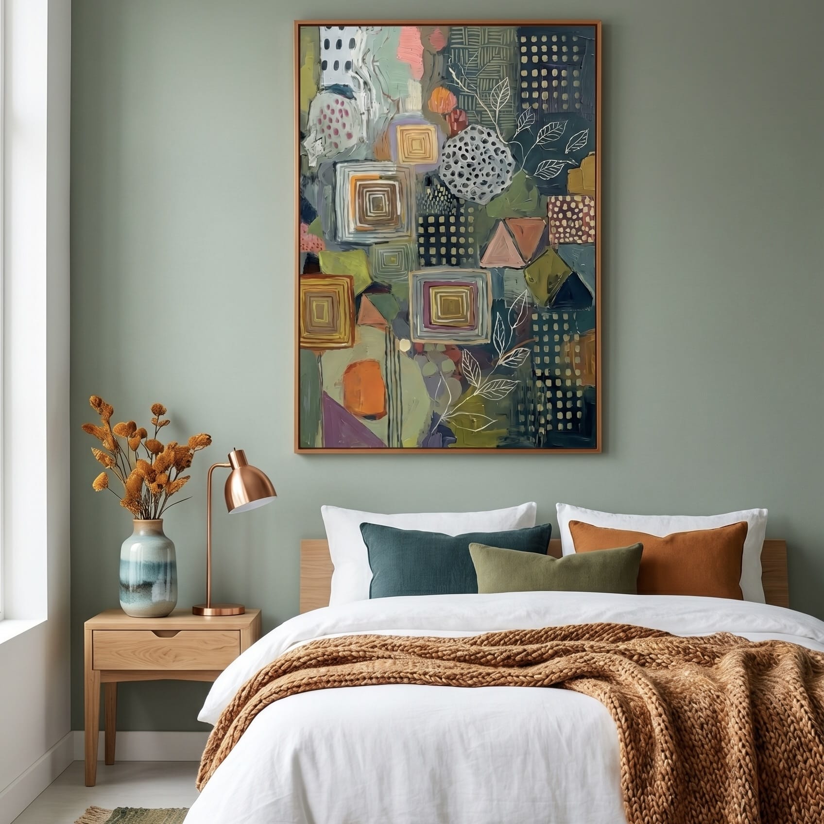 Earth Tones Botanical Wall Art Mixed Media Abstract