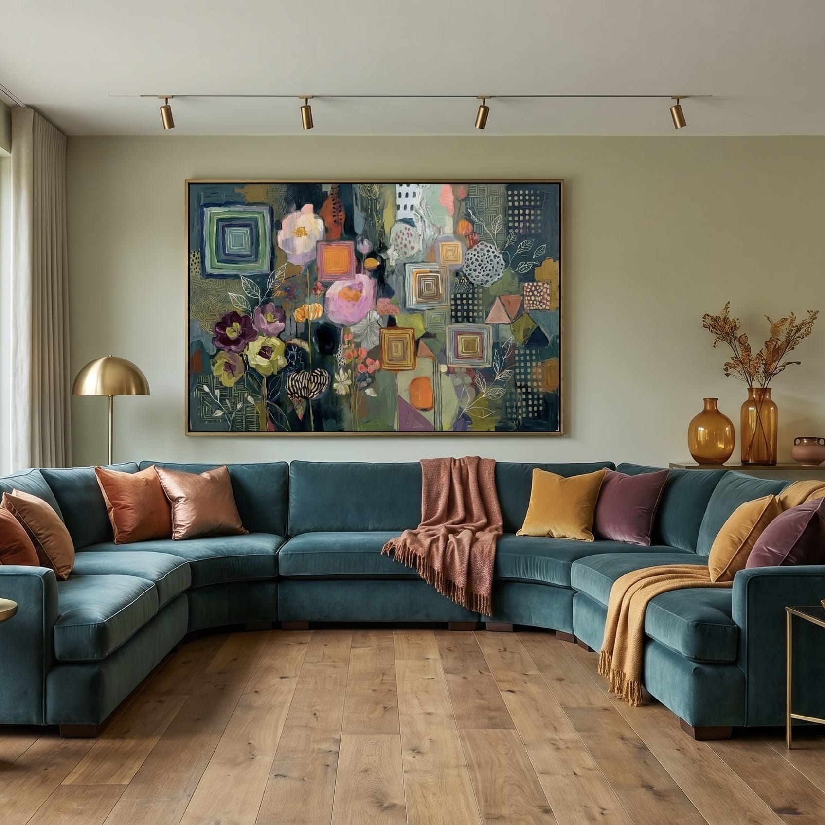 Earth Tones Botanical Wall Art Mixed Media Abstract