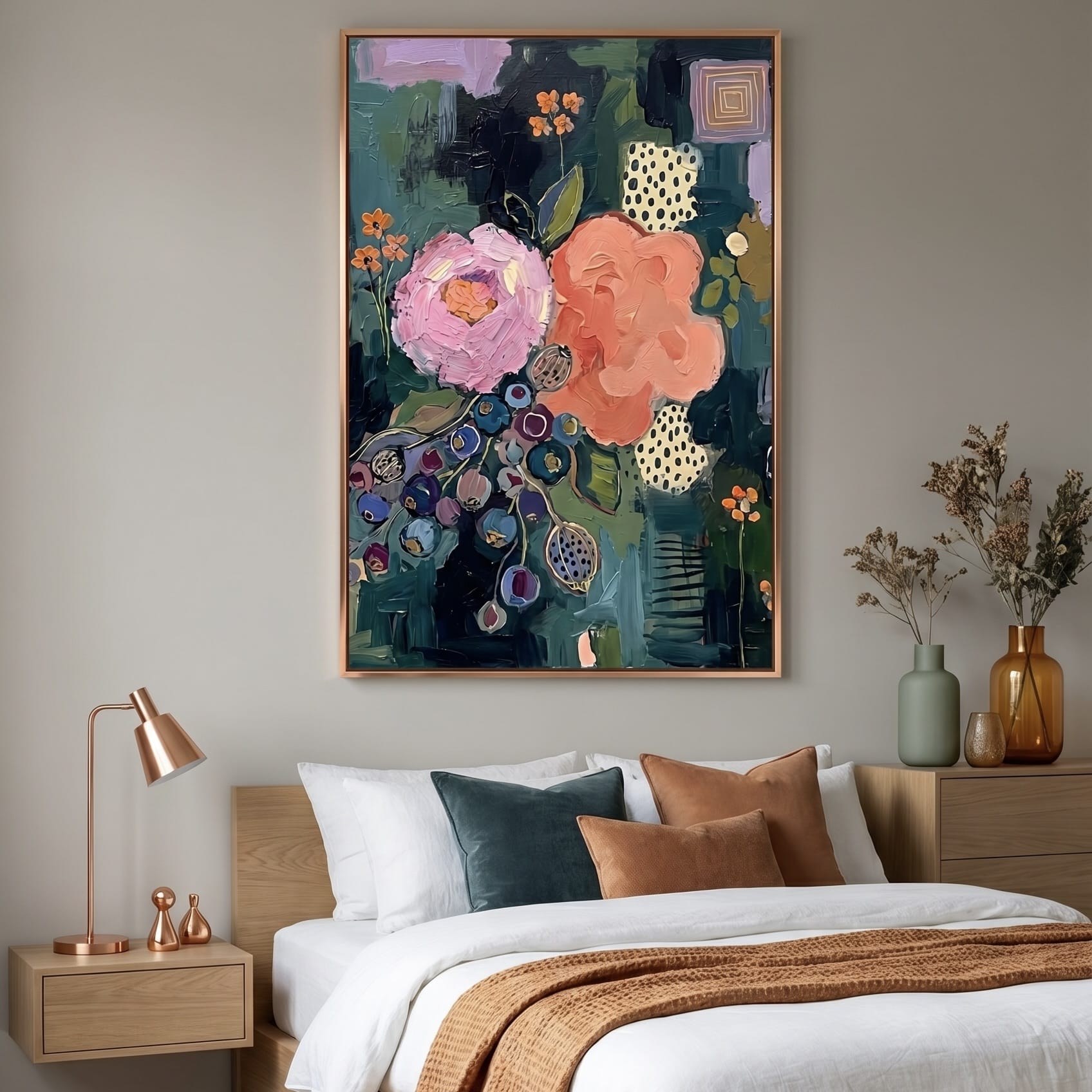 Mauve & Cream Abstract Mixed Media Wall Art