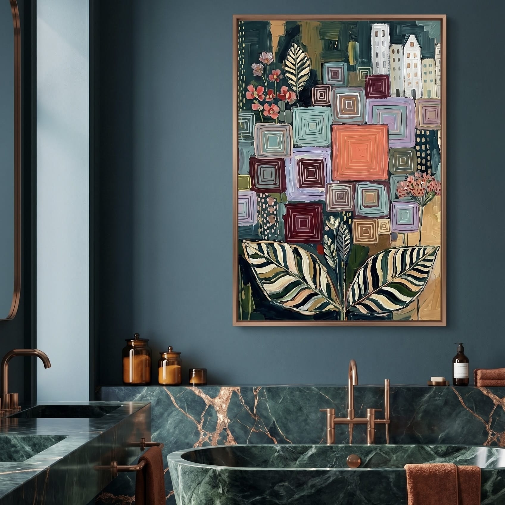 Earth Tones Botanical Wall Art - Rustic Texture and Flowers