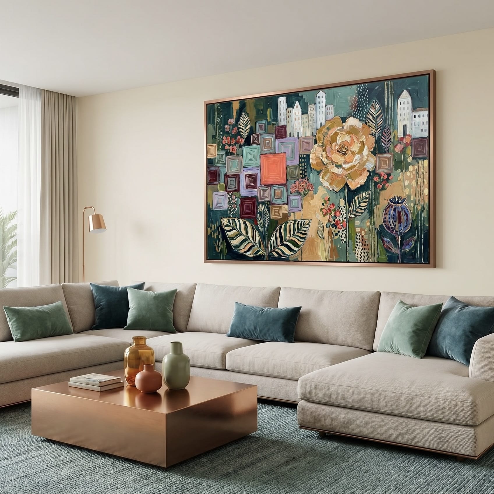 Earth Tones Botanical Wall Art - Rustic Texture and Flowers