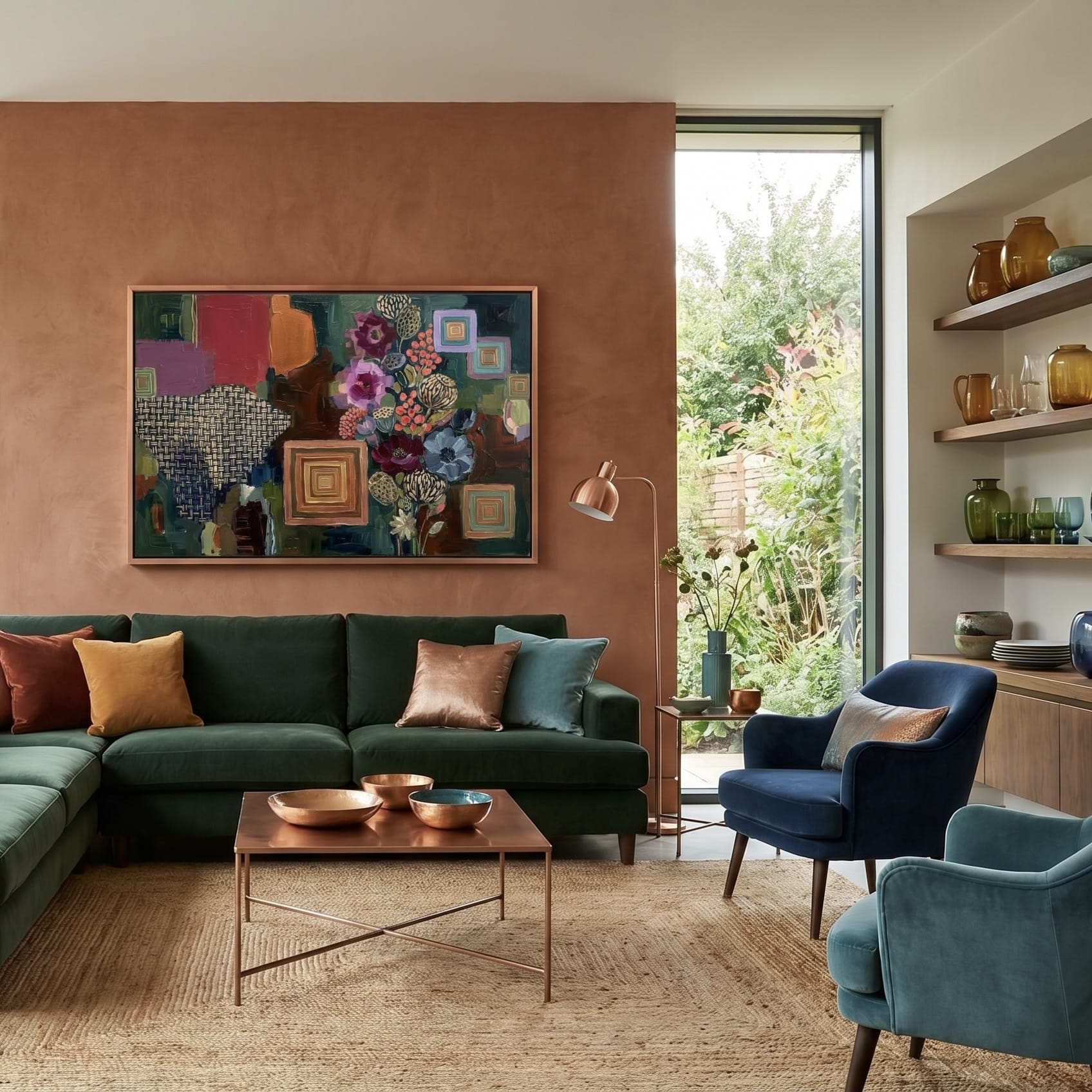 Earth Tones Botanical Flowers Wall Art Mixed Media Abstract