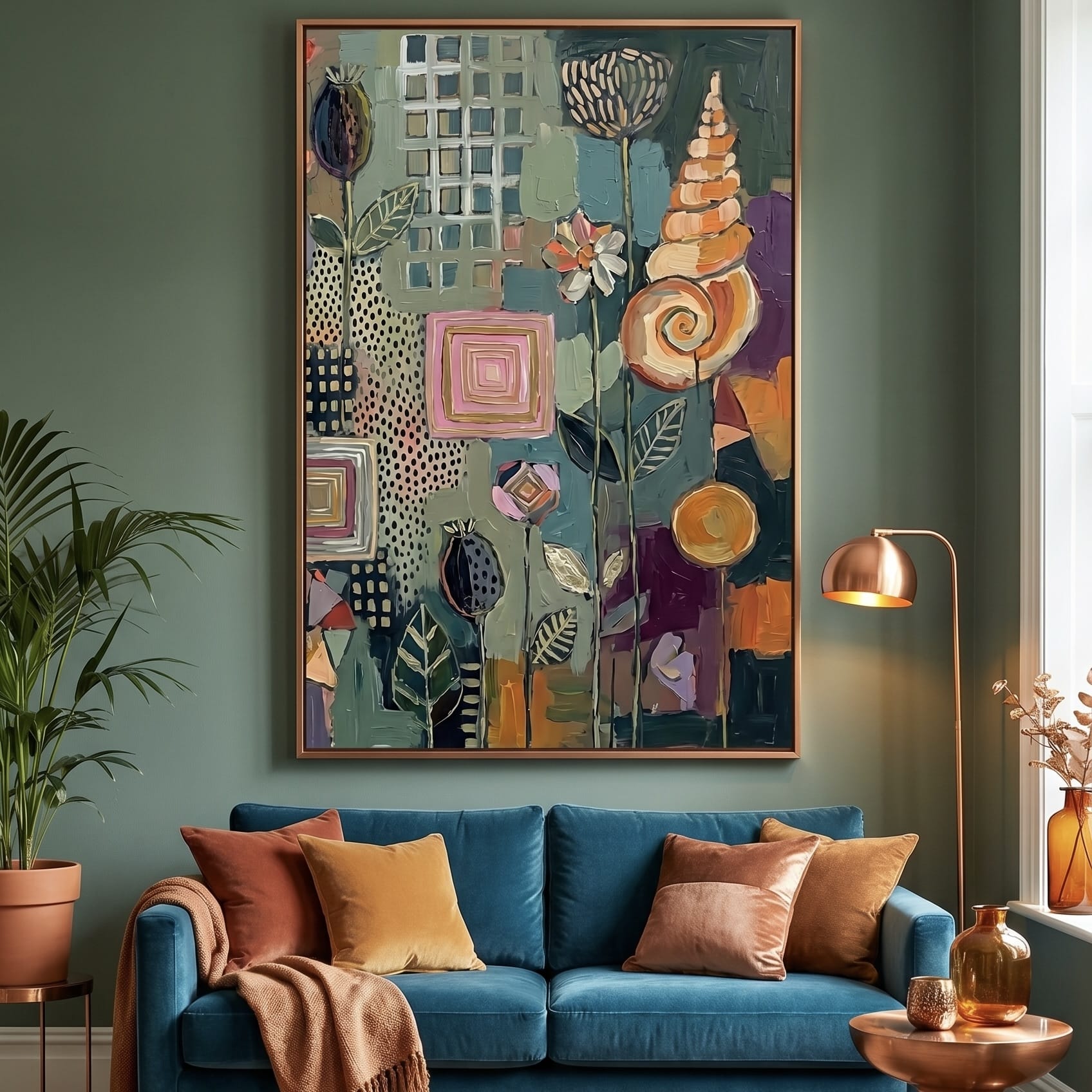 Abstract Wall Art: Muted Lavender and Sage Green - Soft Bohemian Decor