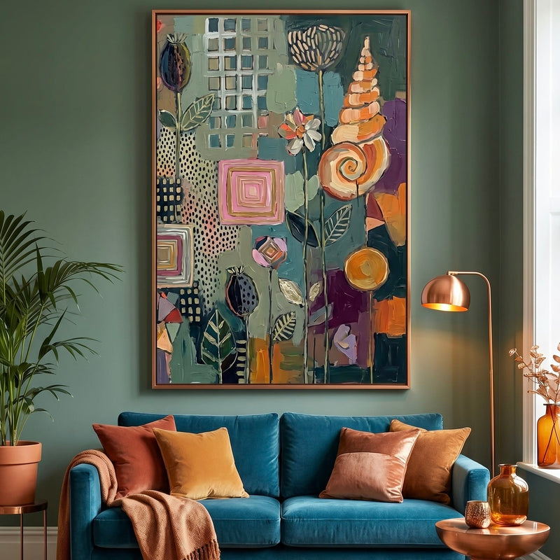Abstract Wall Art: Muted Lavender and Sage Green - Soft Bohemian Decor