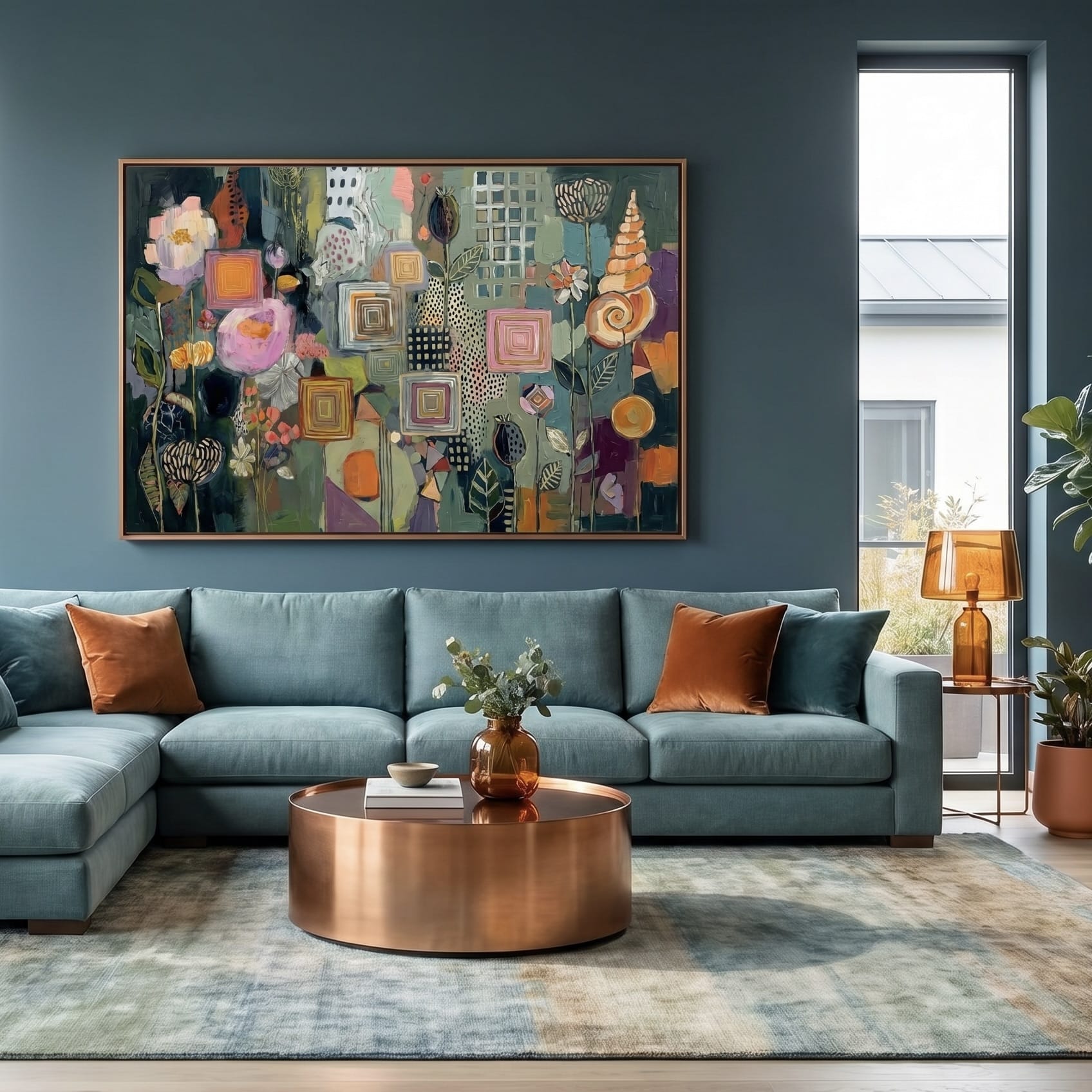 Abstract Wall Art: Muted Lavender and Sage Green - Soft Bohemian Decor
