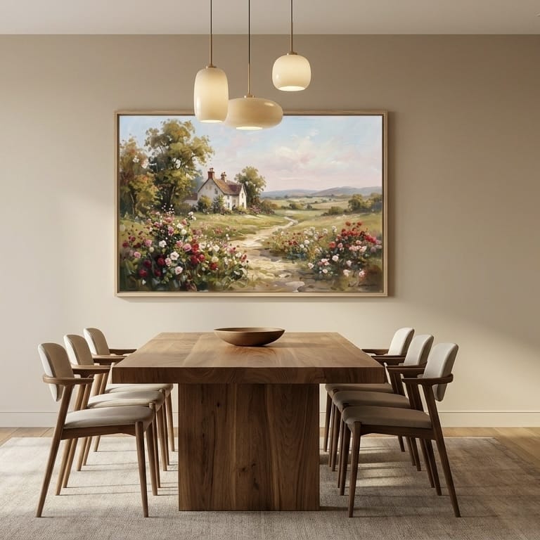 Rustic Window Wall Art - Geraniums Overlooking Village Landscape