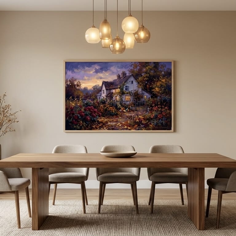 Cottagecore Wall Art, White Wooden Window, Daisies and Meadows