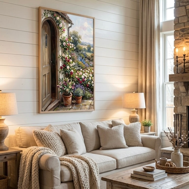 Rustic Provence Wall Art: Lavender Window and Sunlit Fields