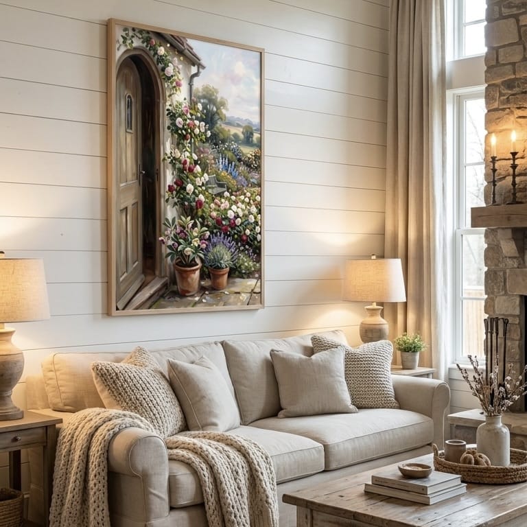 Rustic Provence Wall Art: Lavender Window and Sunlit Fields