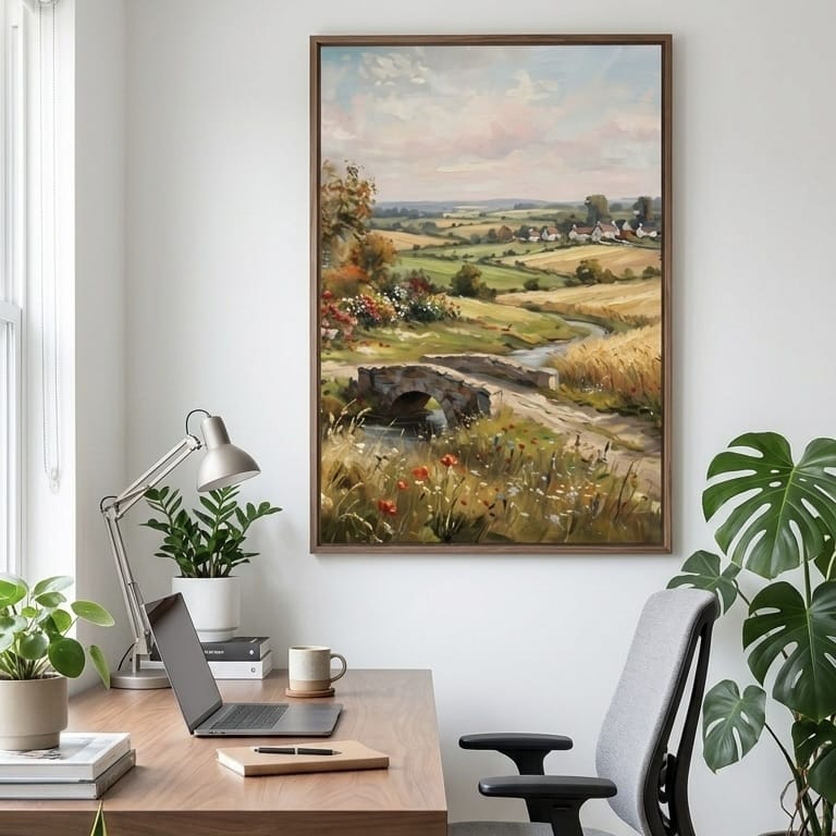 Country Window Wall Art: Cheerful Mixed Flowers - Blue Sky View