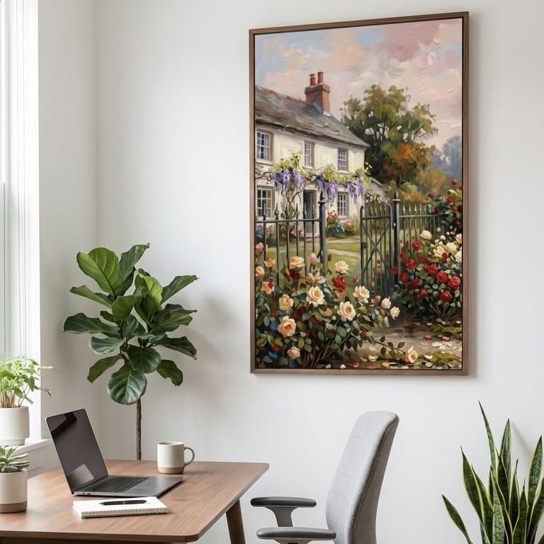 Spring Wall Art, Casement Window with Daisies and Bluebells