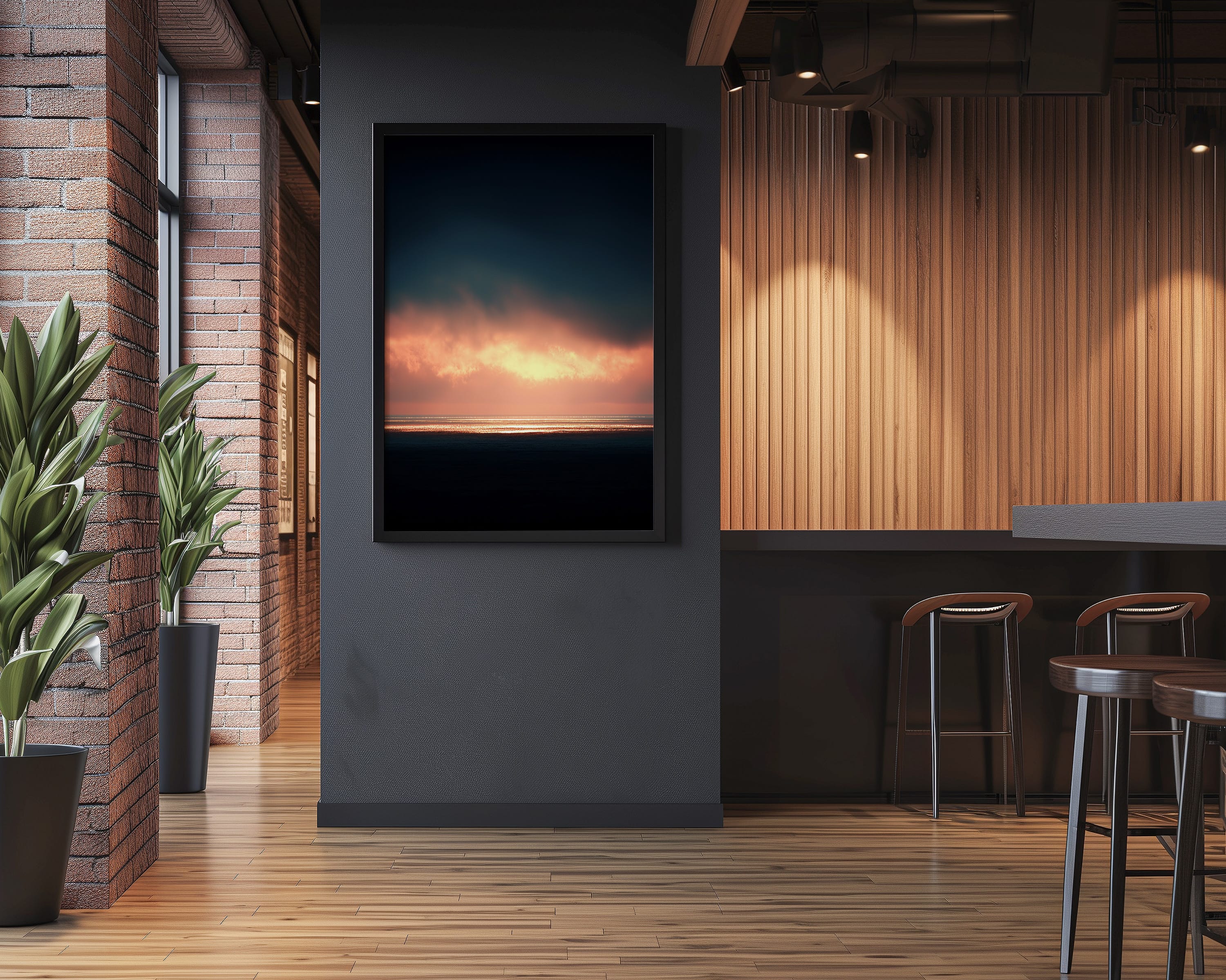 Moody Ocean Print - Dark Minimalist Art | Large Wall Decor | Cinematic Sky Photo