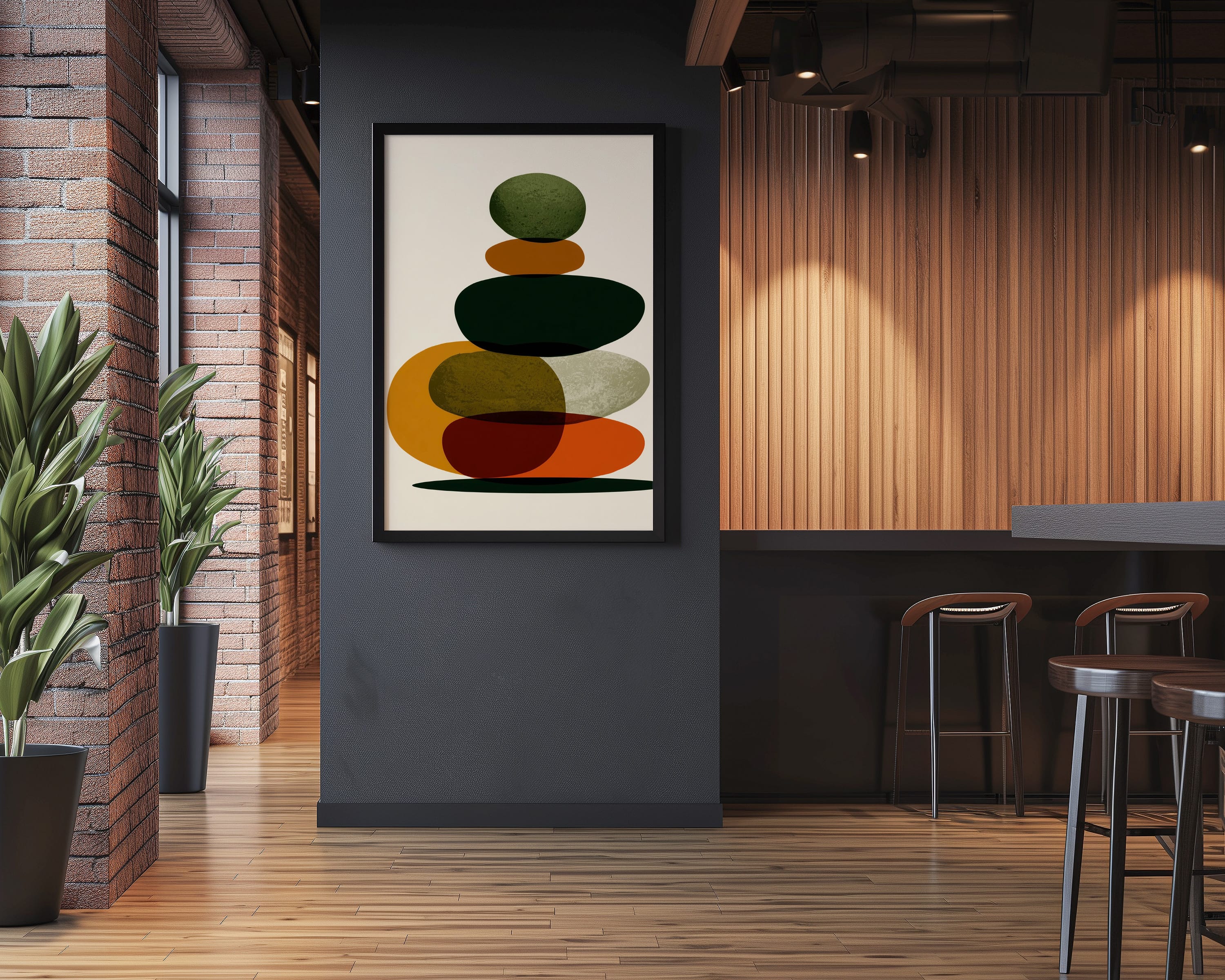 Mid Century Modern Art | Geometric Wall Art - Earth Tone Decor | Scandinavian Boho Print