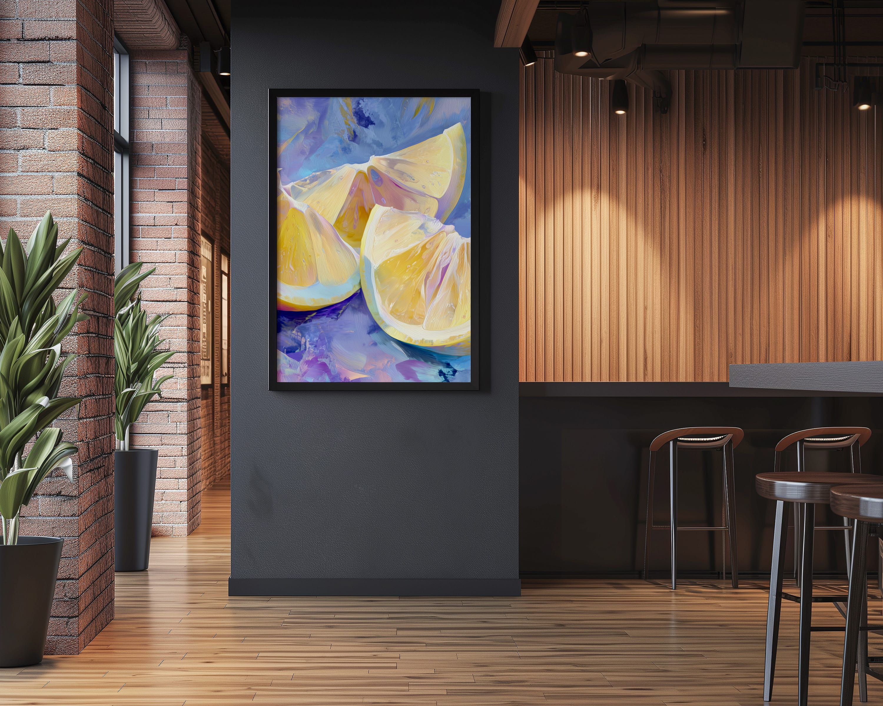 Lemon Art Print - Abstract Citrus Painting With Flowing Brushstrokes & Pastel Food Wall Art