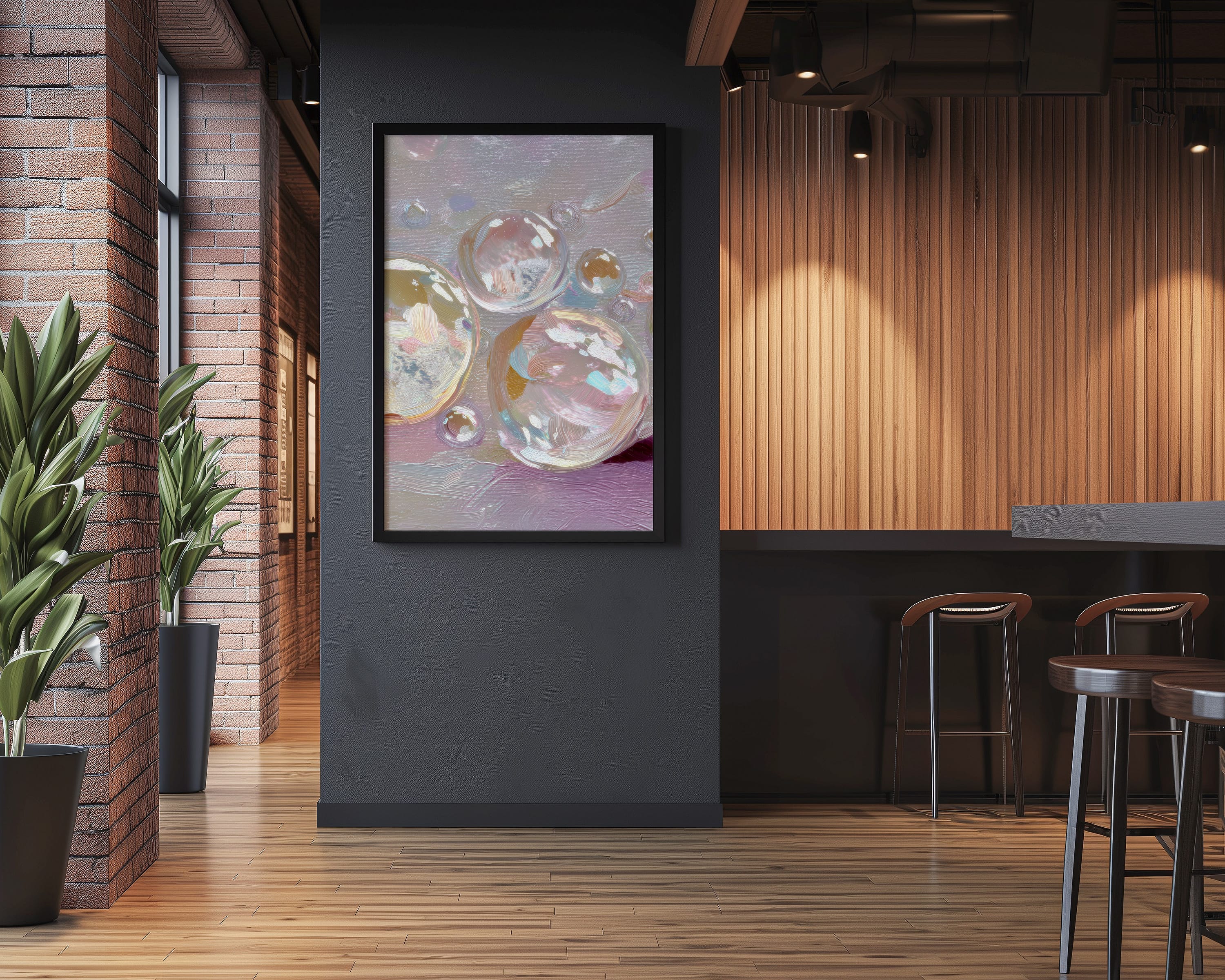 Champagne Art Print – Abstract Bubble Art | Creamy Blush & Beige Wall Decor